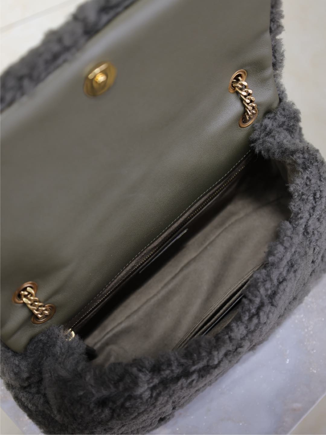 [TOP] Yves Saint Laurent YSL Wool Jamie Bag 25x15x7.5cm/20×12.5×6.5cm - Green