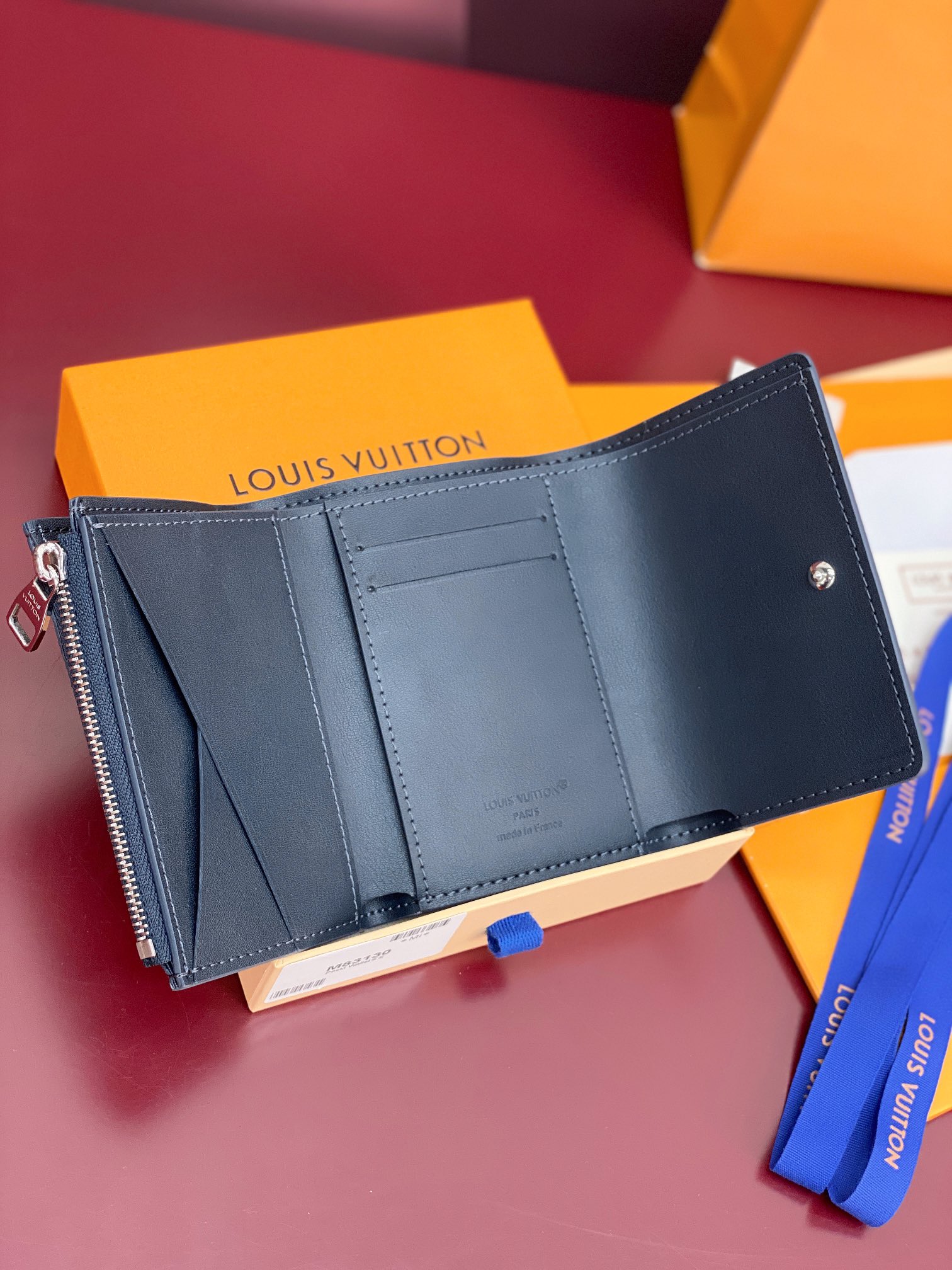 [TOP] Louis Vuitton LV Victor Wallet Cowhide 11.5x9x2.5cm - Navy Blue