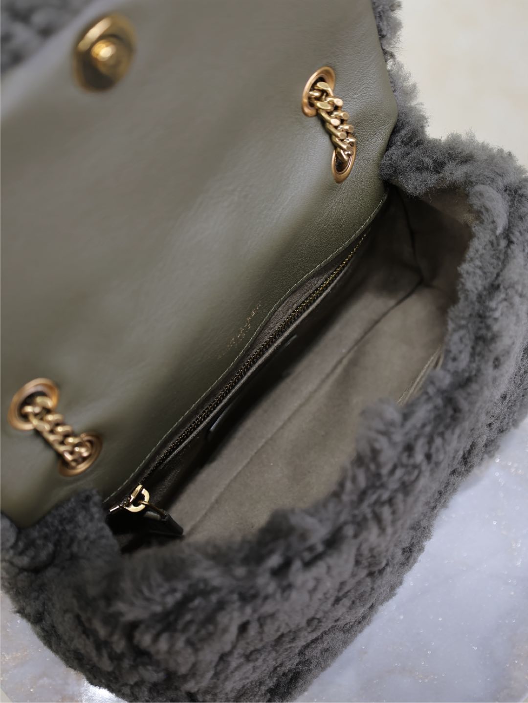 [TOP] Yves Saint Laurent YSL Wool Jamie Bag 25x15x7.5cm/20×12.5×6.5cm - Green