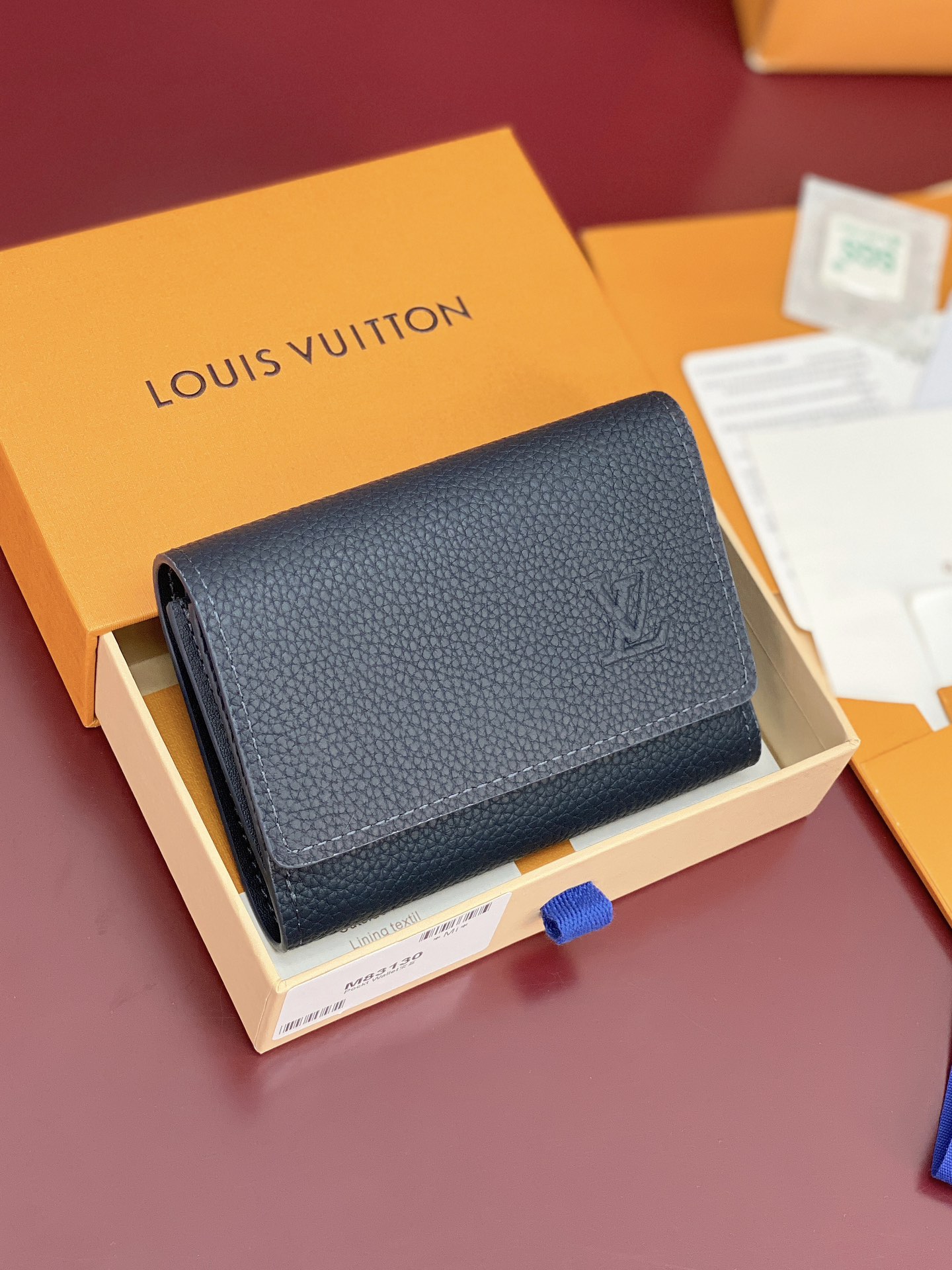 [TOP] Louis Vuitton LV Victor Wallet Cowhide 11.5x9x2.5cm - Navy Blue