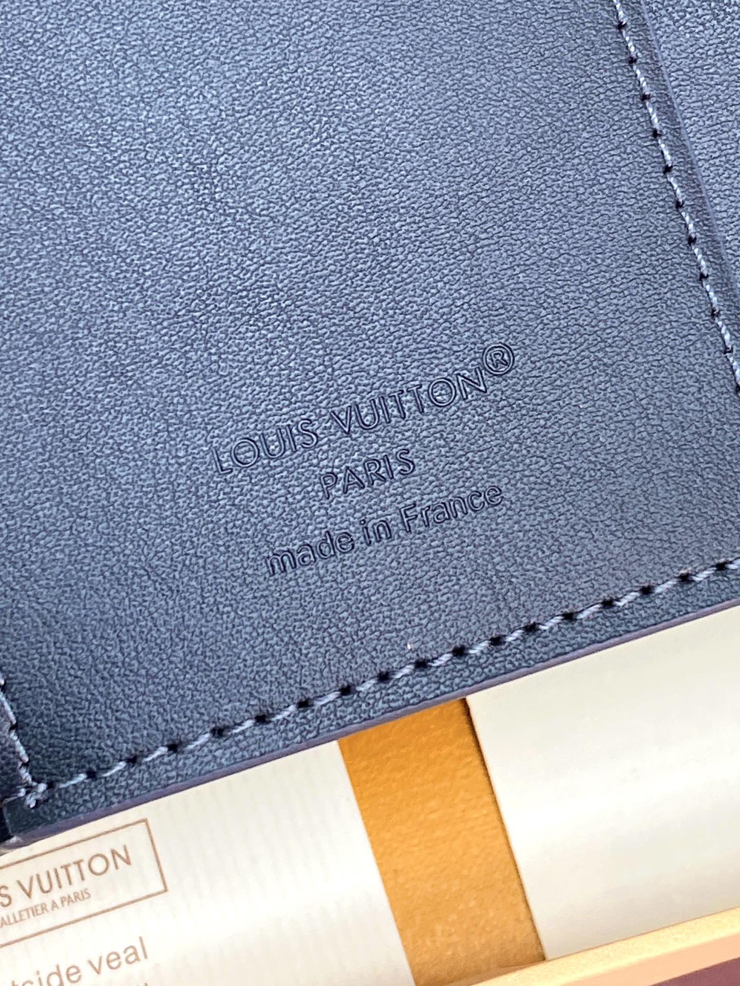 [TOP] Louis Vuitton LV Victor Wallet Cowhide 11.5x9x2.5cm - Navy Blue