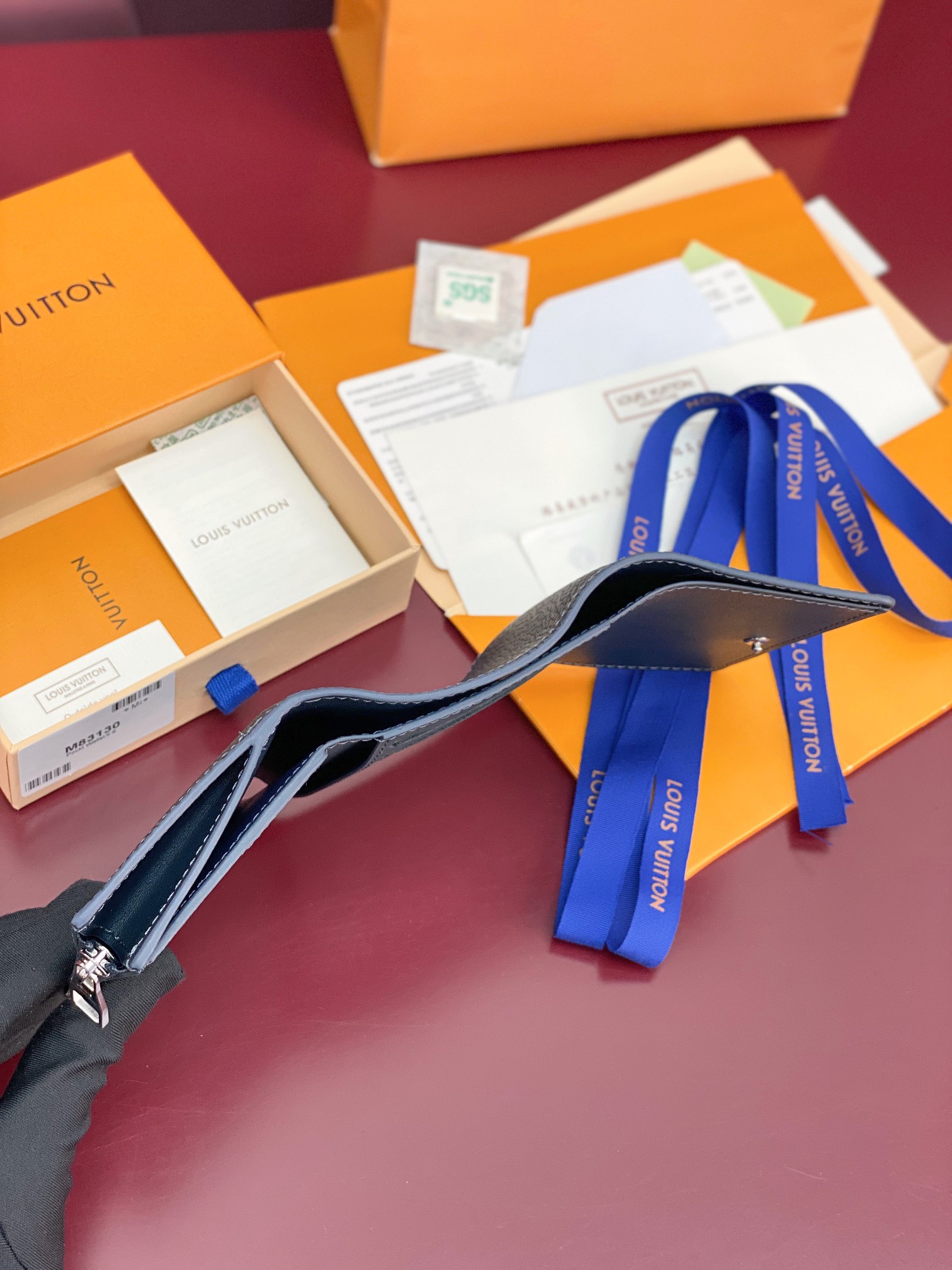 [TOP] Louis Vuitton LV Victor Wallet Cowhide 11.5x9x2.5cm - Navy Blue