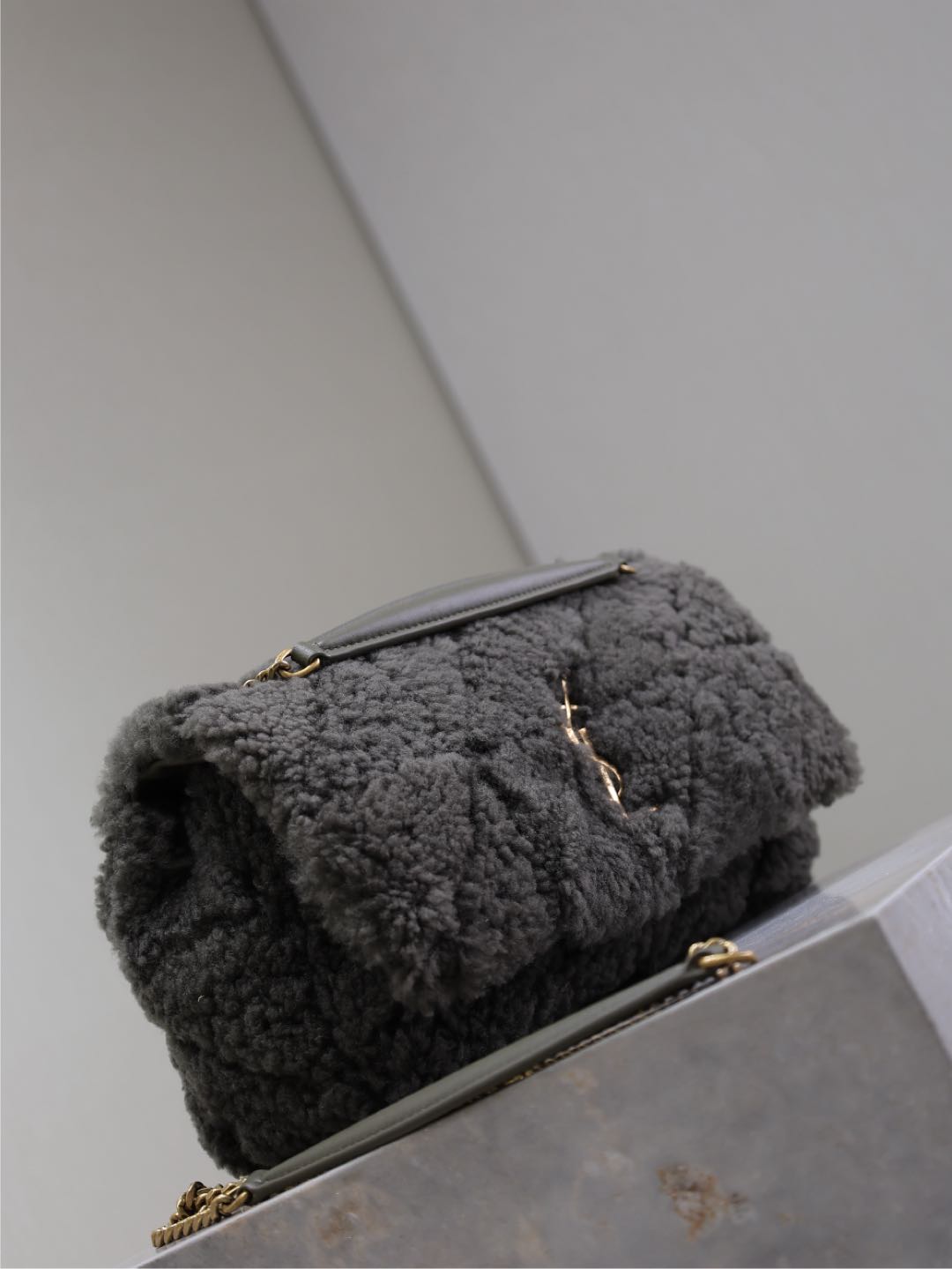 [TOP] Yves Saint Laurent YSL Wool Jamie Bag 25x15x7.5cm/20×12.5×6.5cm - Green