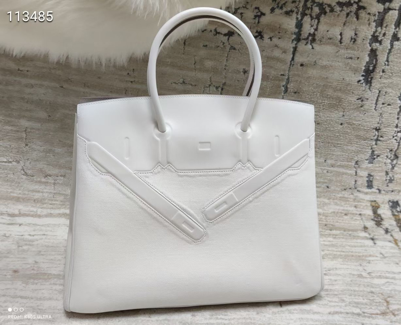 [TOP] HERMES Swift Leather Birkin Shadow 35cm - White (Customized)