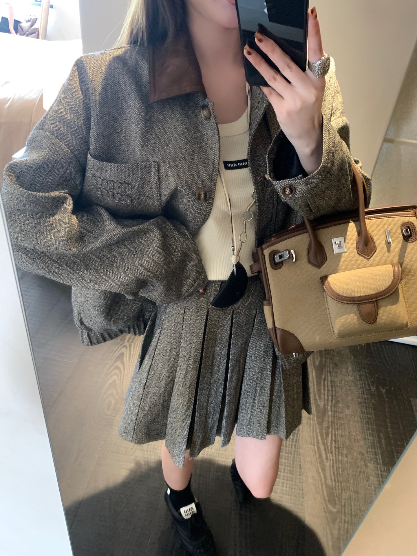 [TOP] Miu Miu Jacket + Skirt Set - Gray