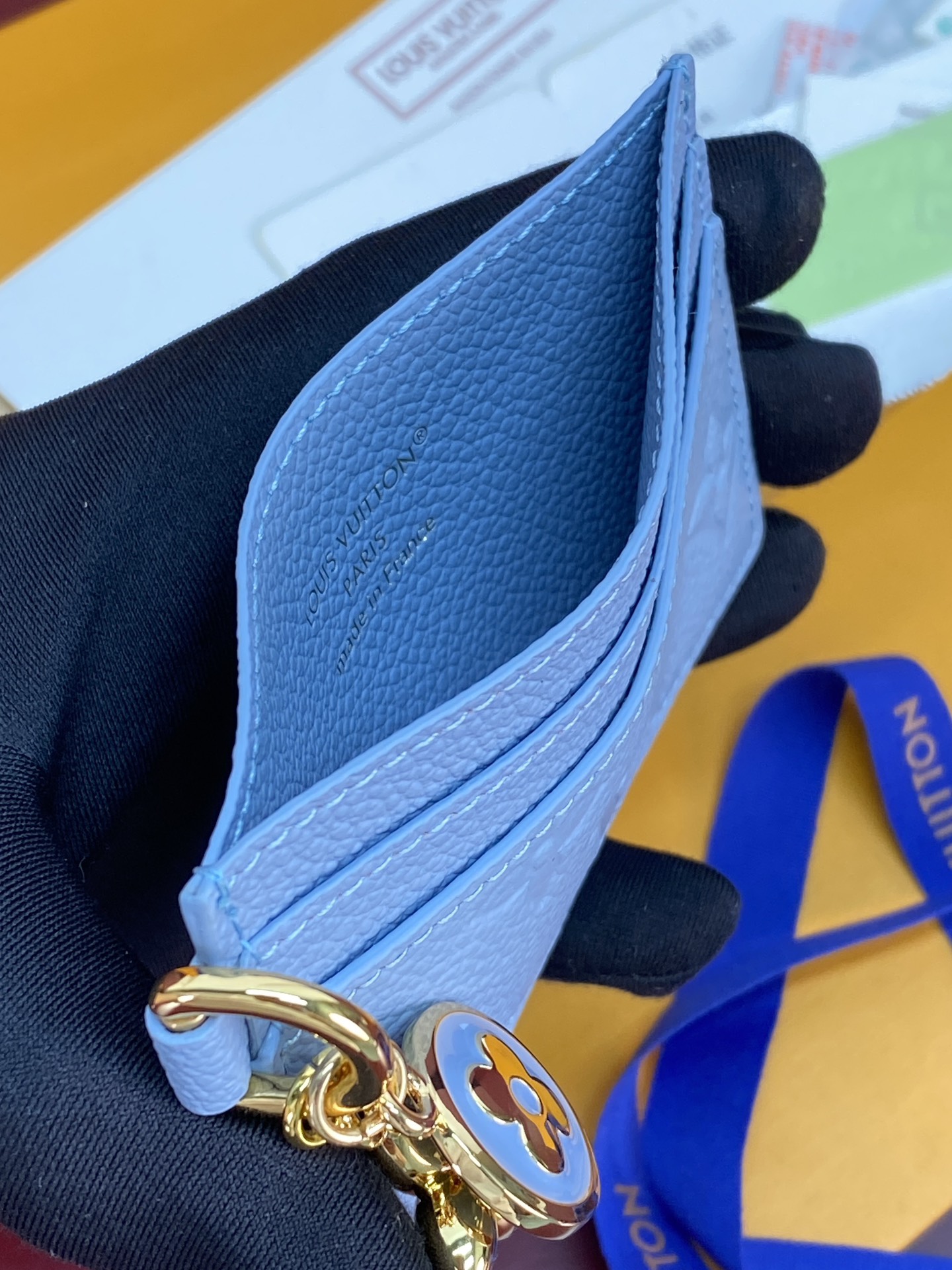 [TOP] Louis Vuitton LV Ski Charms Card Holder 10.2x7.3x0.3cm - Blue