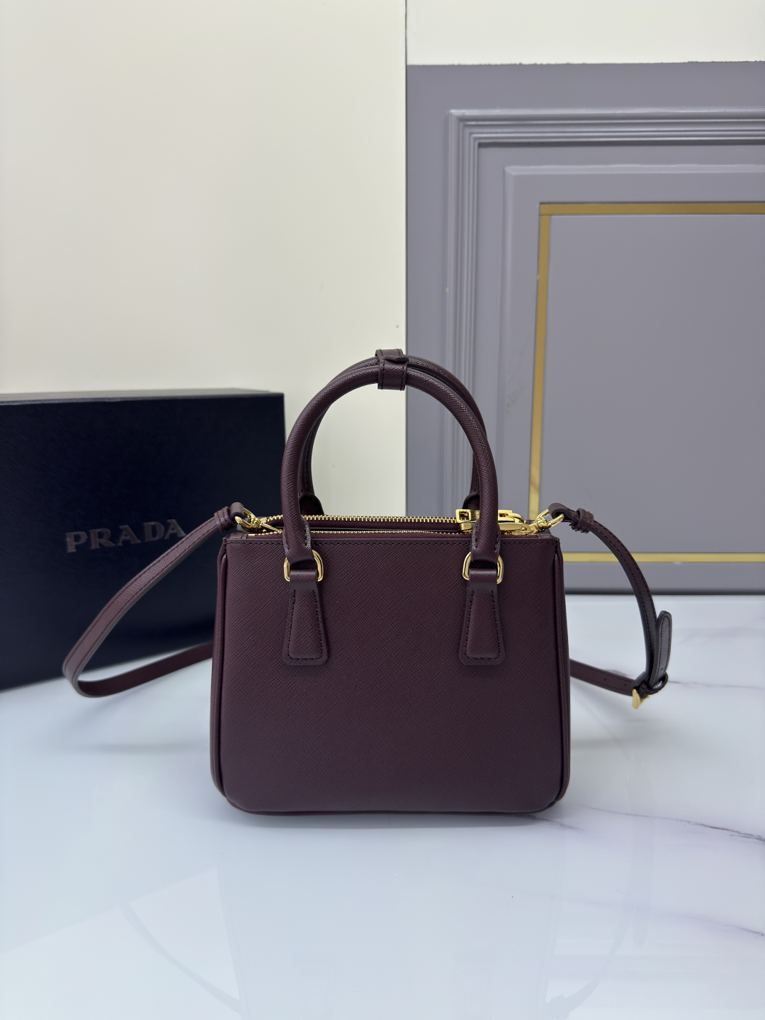 [TOP] PRADA Galleria Mini Saffiano Bag 20x15x9.5cm - Chocolate