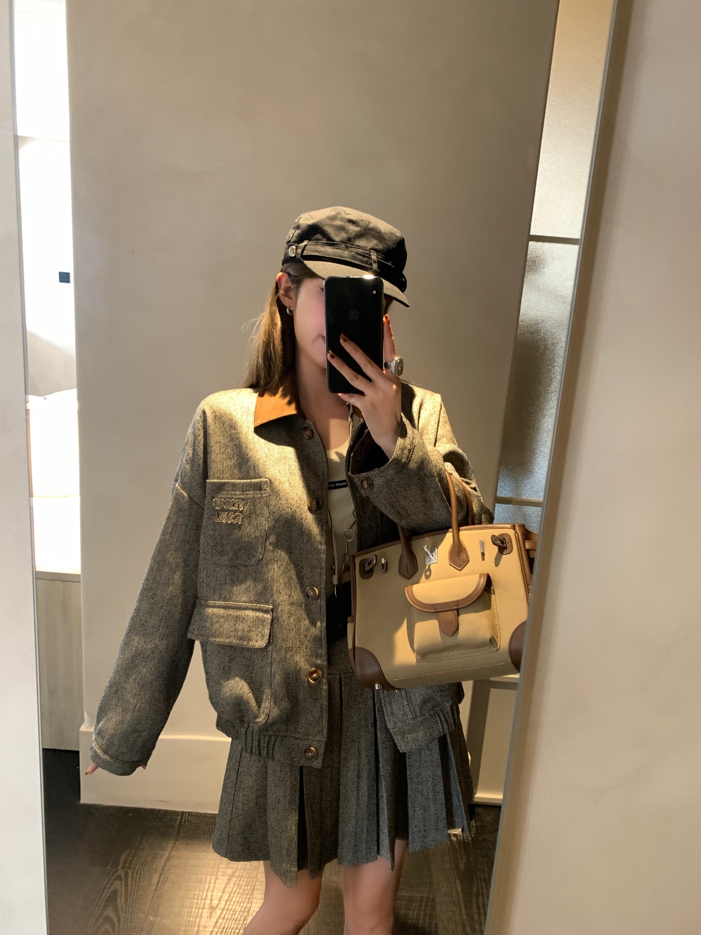 [TOP] Miu Miu Jacket + Skirt Set - Gray