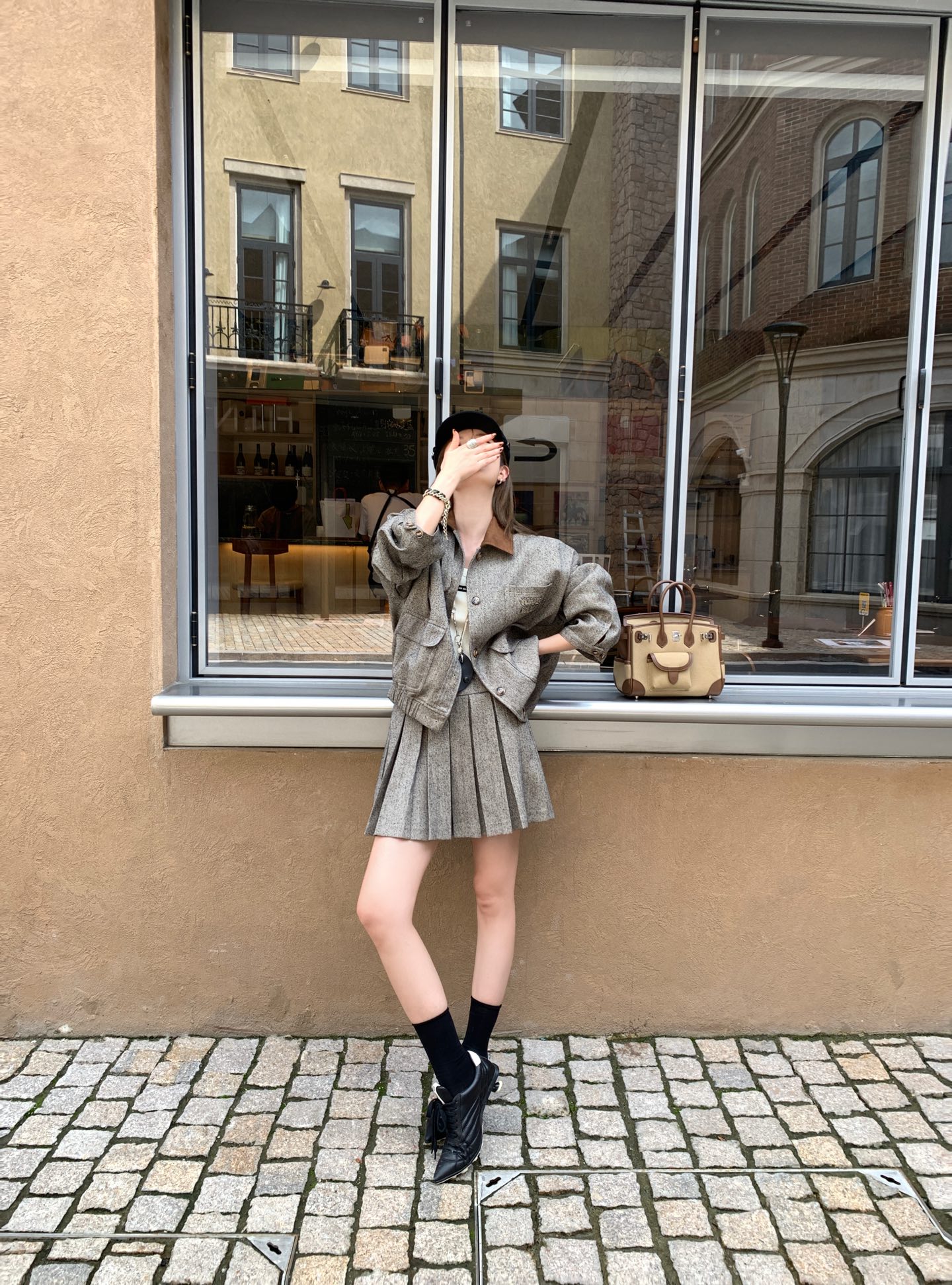 [TOP] Miu Miu Jacket + Skirt Set - Gray