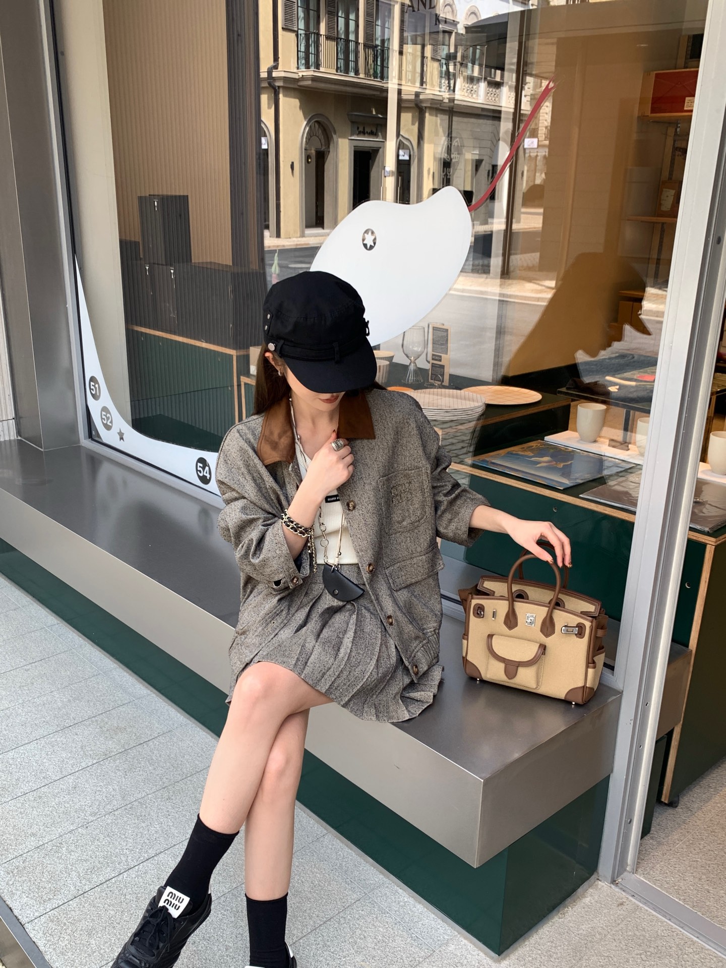 [TOP] Miu Miu Jacket + Skirt Set - Gray