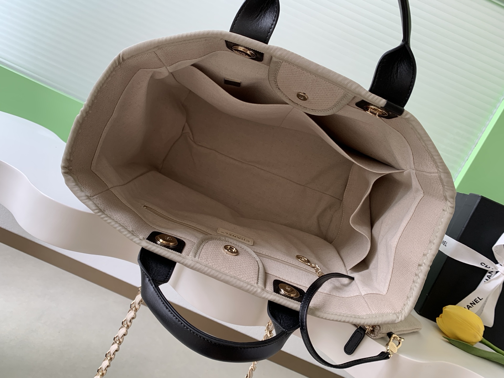 [TOP] CHANEL Beach Bag 38cm -  Beige