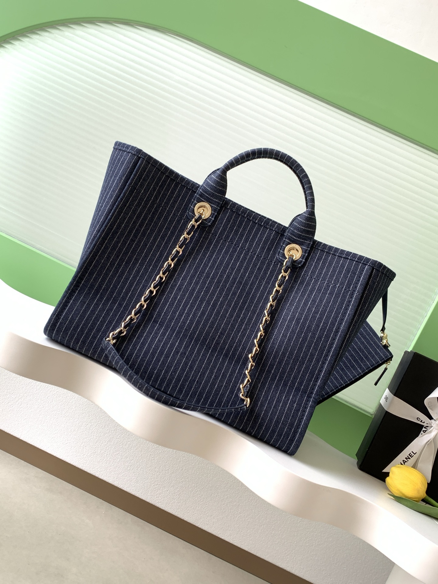 [TOP] CHANEL Beach Bag 38cm -  Blue