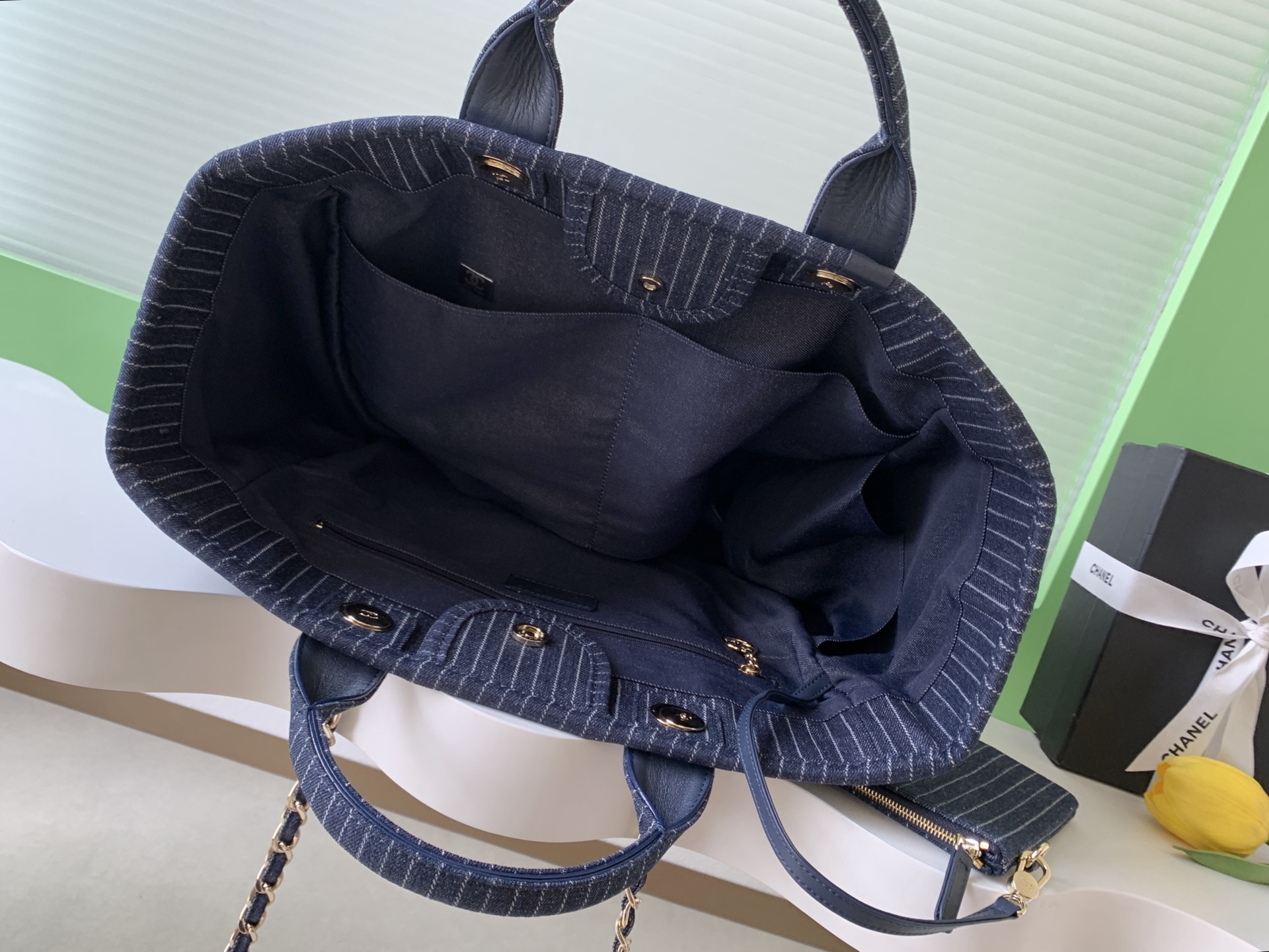 [TOP] CHANEL Beach Bag 38cm -  Blue