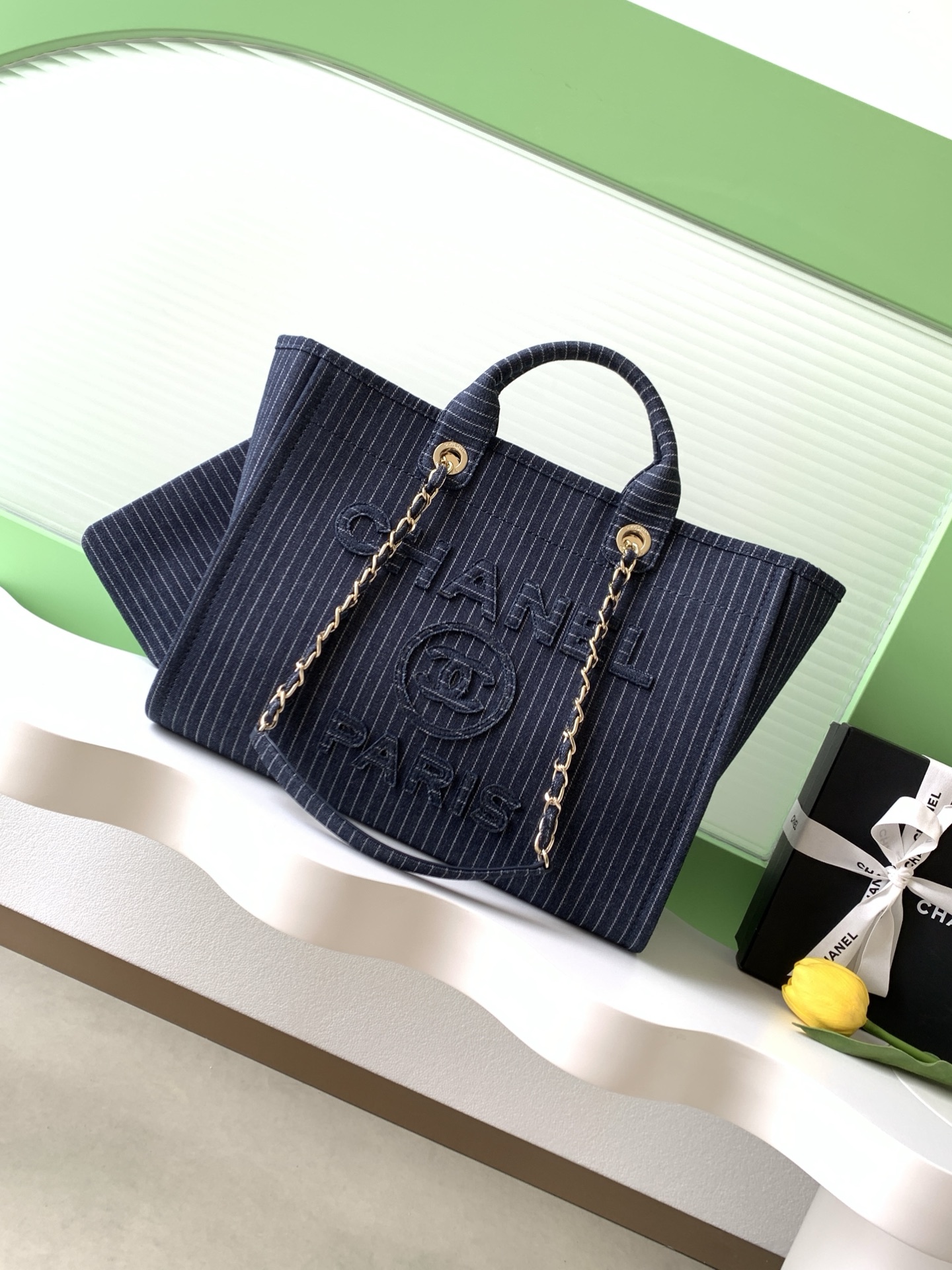 [TOP] CHANEL Beach Bag 38cm -  Blue
