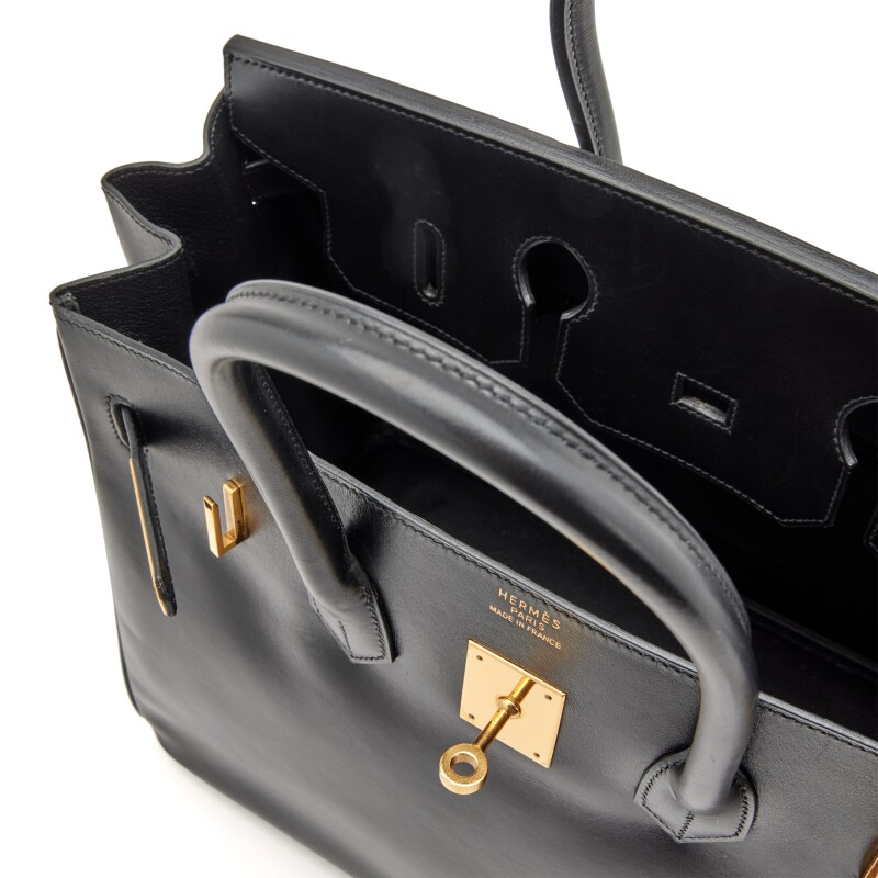 [TOP] HERMES Birkin Box Calf Bags 25cm/30cm - Black&GHW