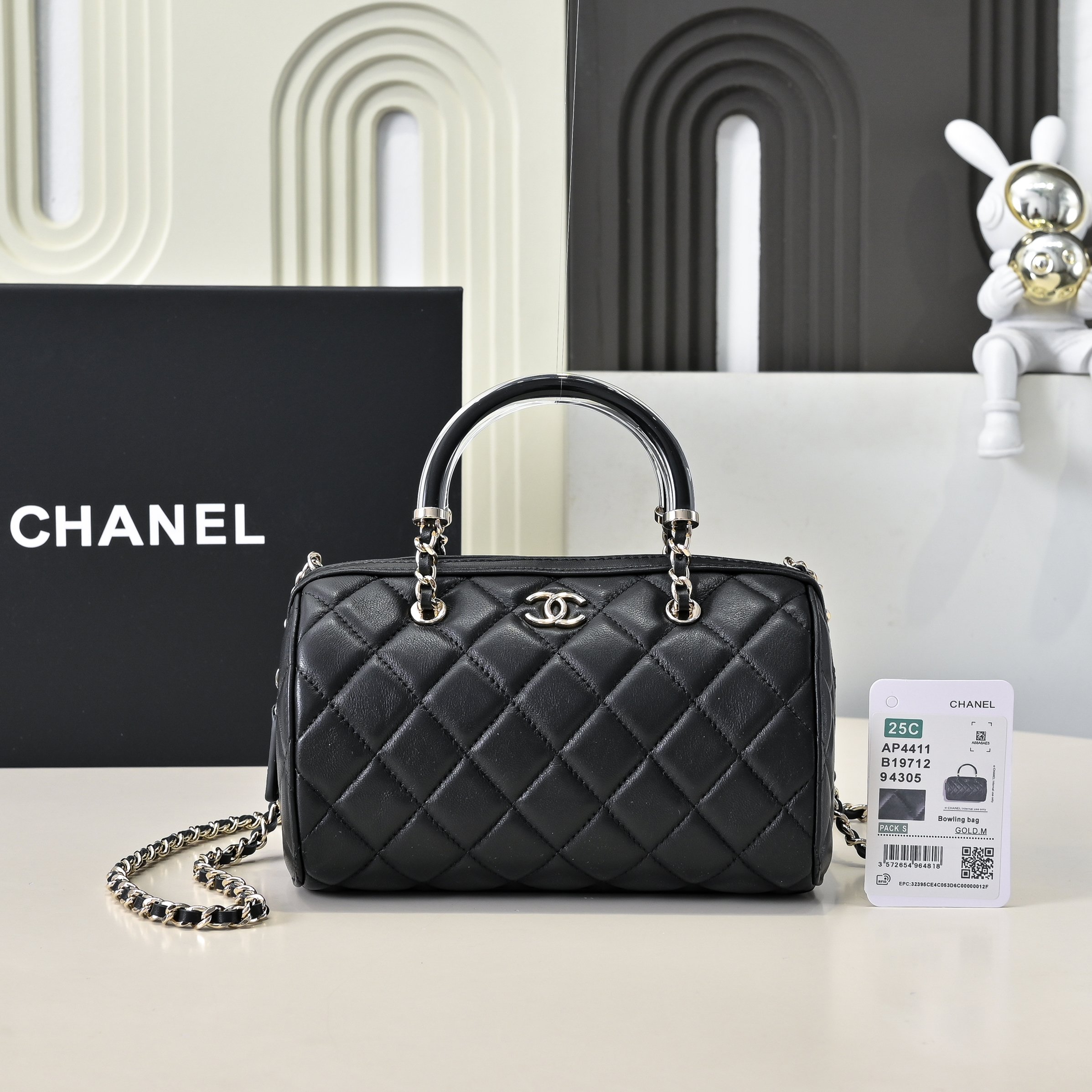 [TOP] CHANEL Boston Bag 18.5x11.5x11cm - Black