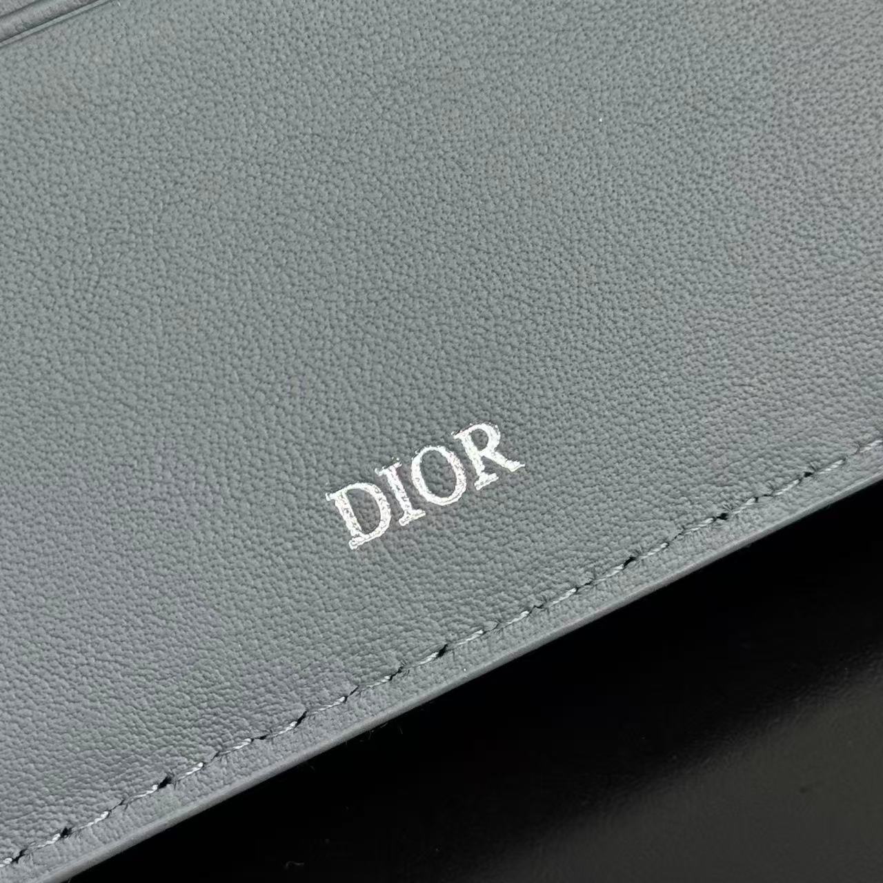 [TOP] Christian Dior Men's Oblique Short Wallets 11.5x9.5cm - Blue