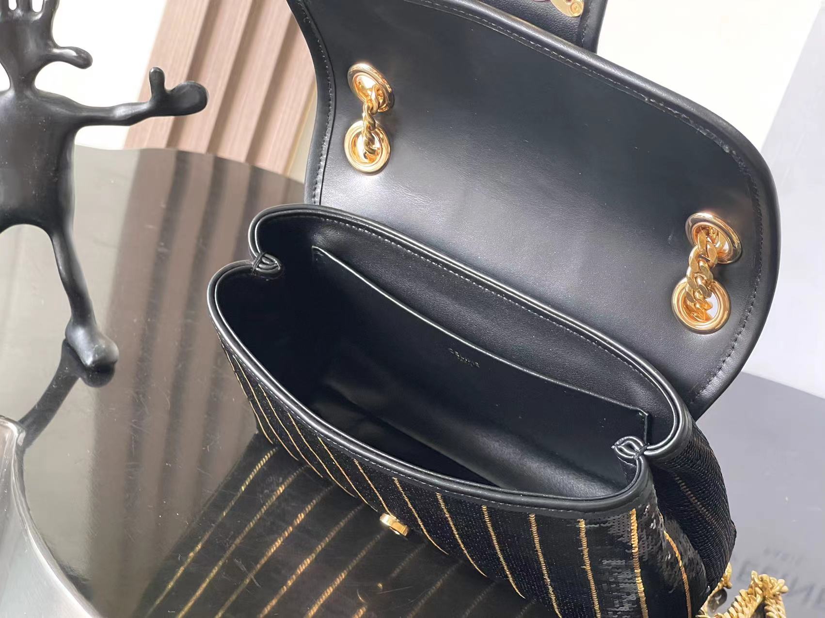 [TOP] CELINE Mini VICTOIRE Sequins Bag  - Black