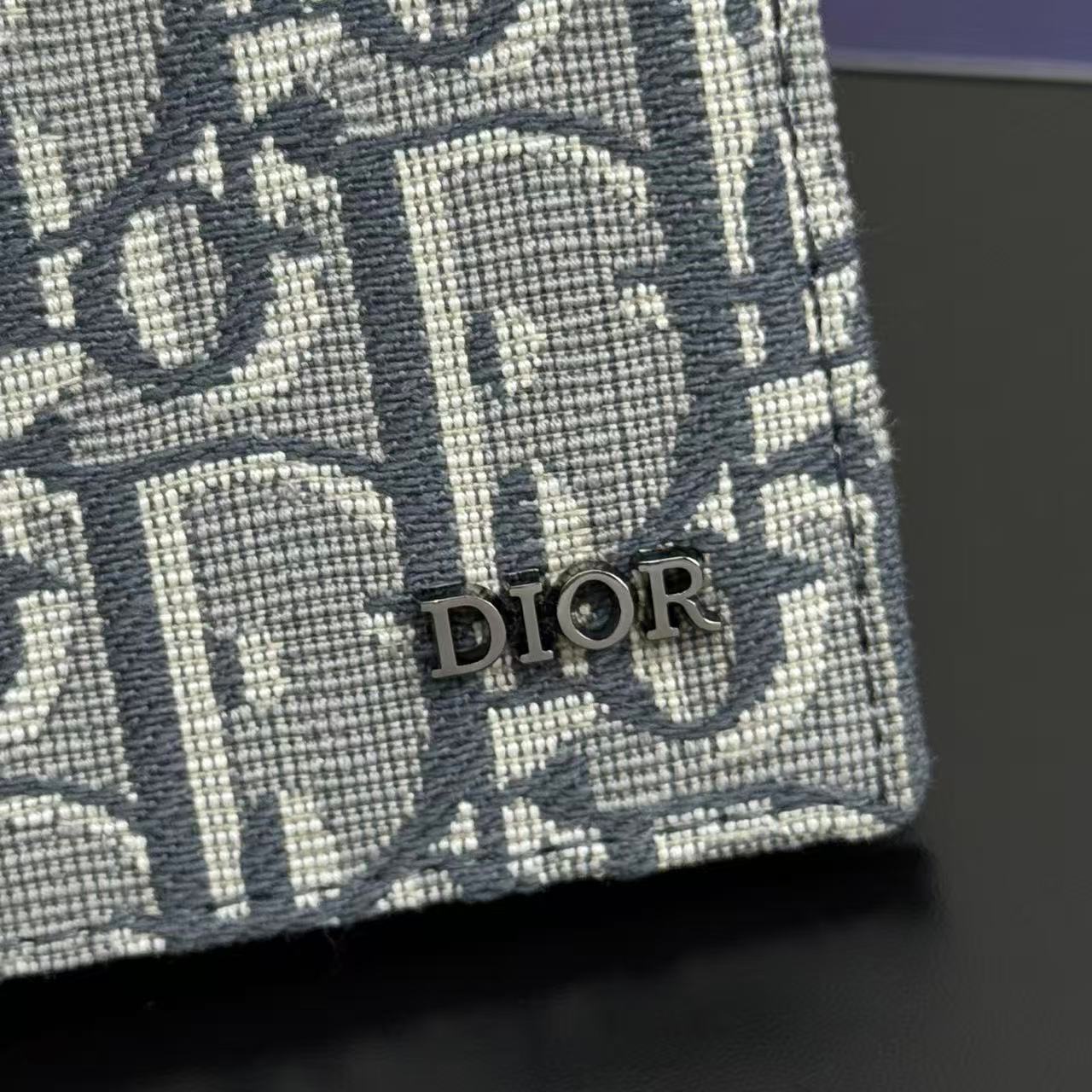 [TOP] Christian Dior Men's Oblique Short Wallets 11.5x9.5cm - Blue