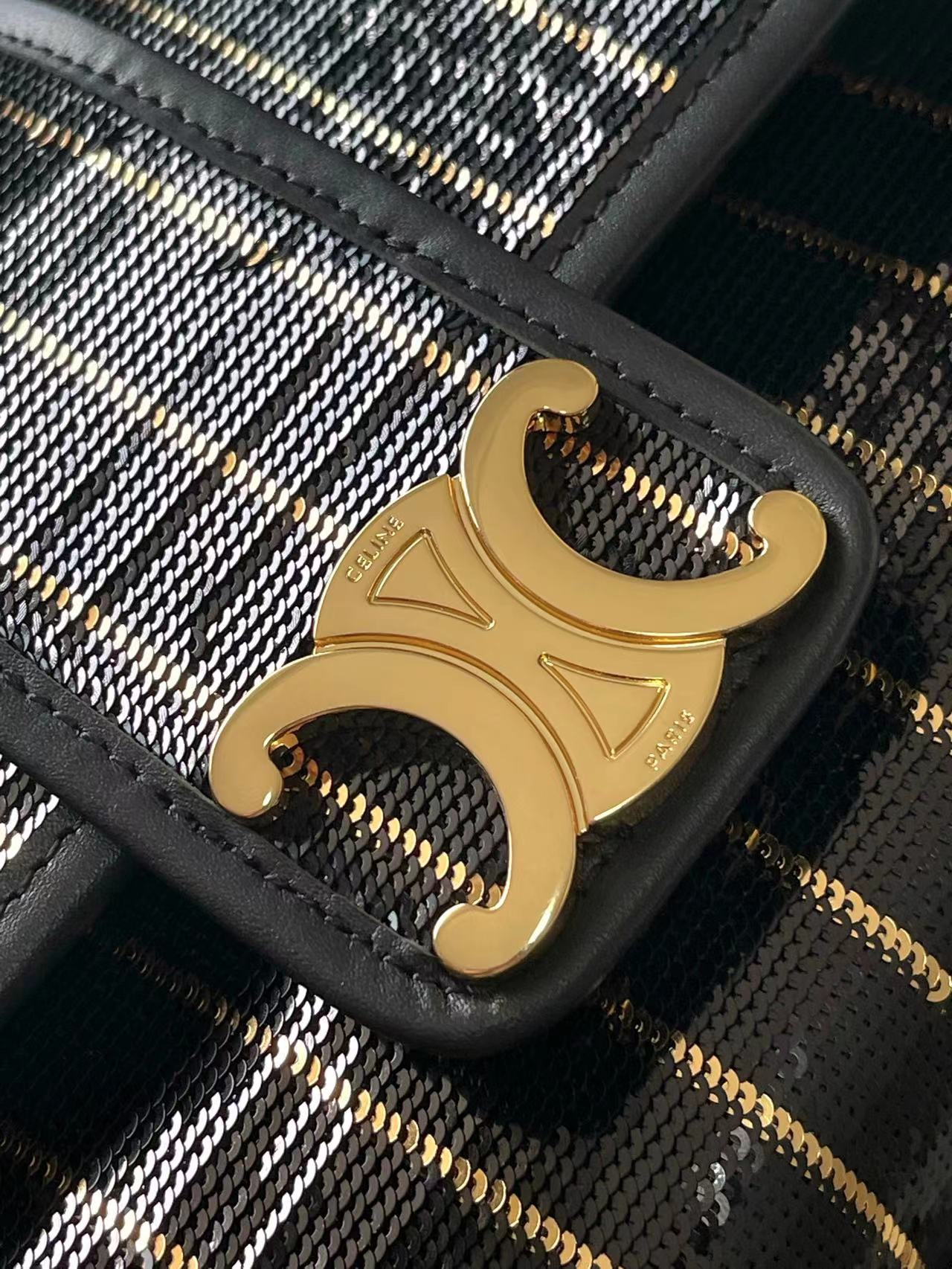 [TOP] CELINE Mini VICTOIRE Sequins Bag  - Black