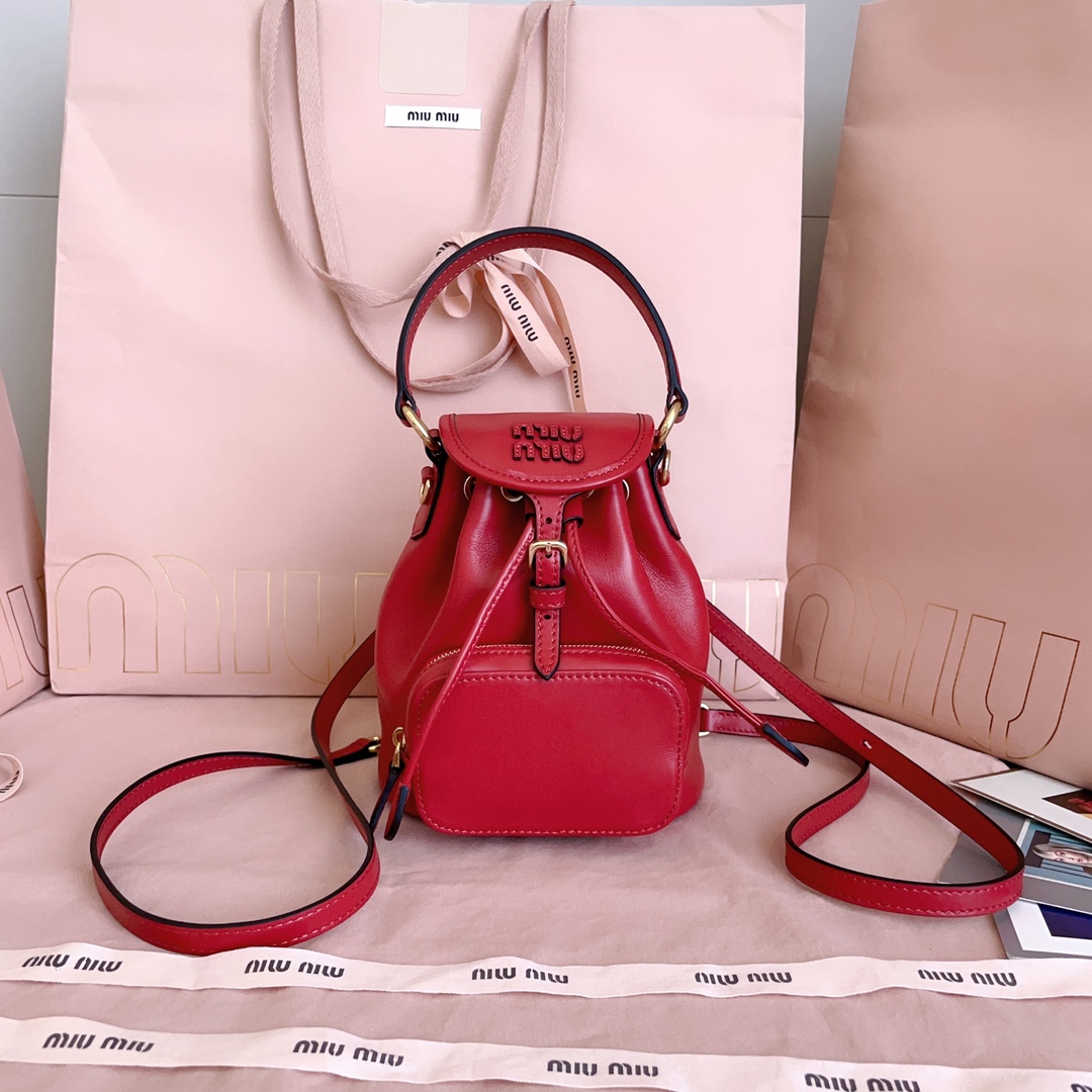 [TOP] Miu Miu Backpack Cowhide 14X17X8cm - 3 Colors