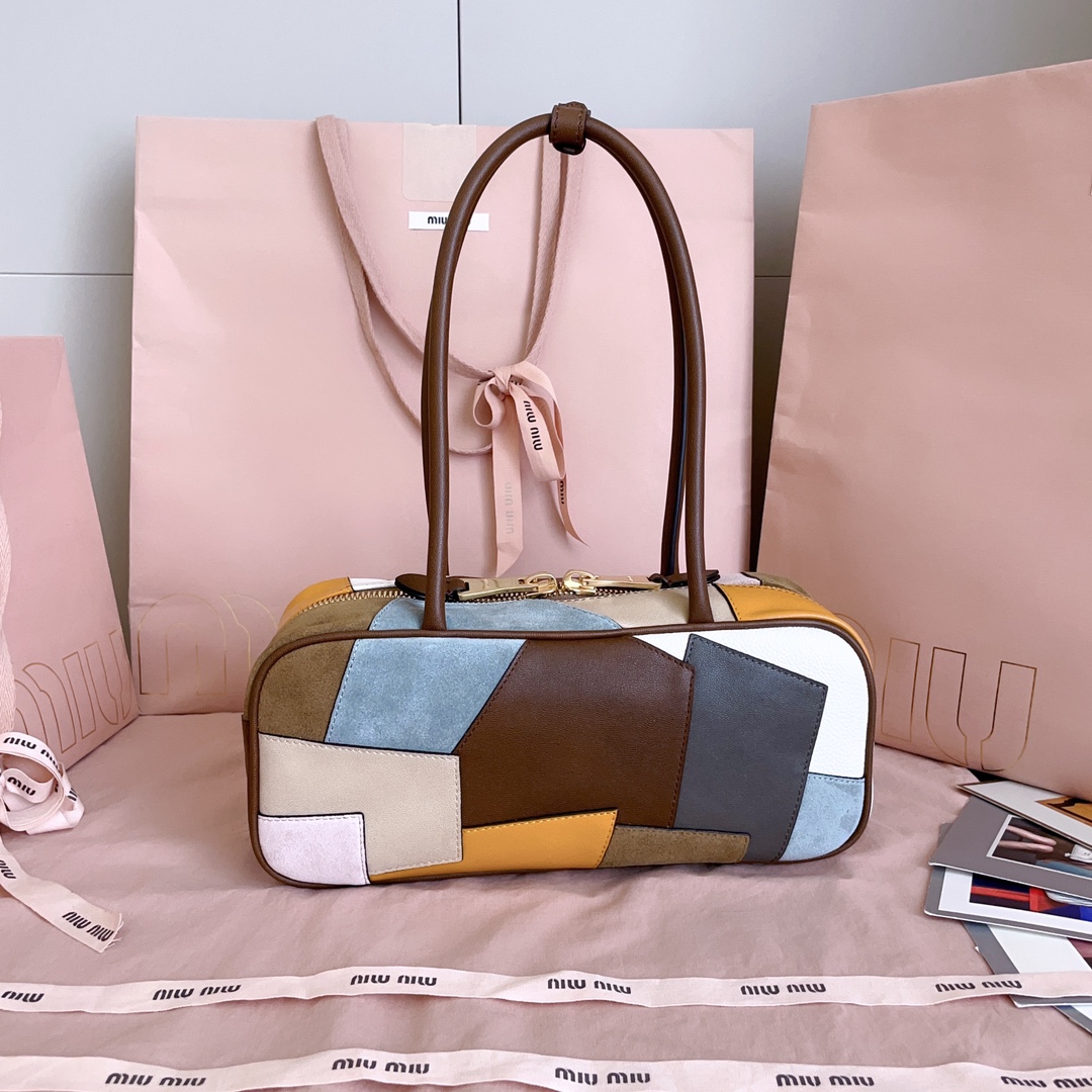 [TOP] Miu Miu Bag  28X12X9cm - Brown and White