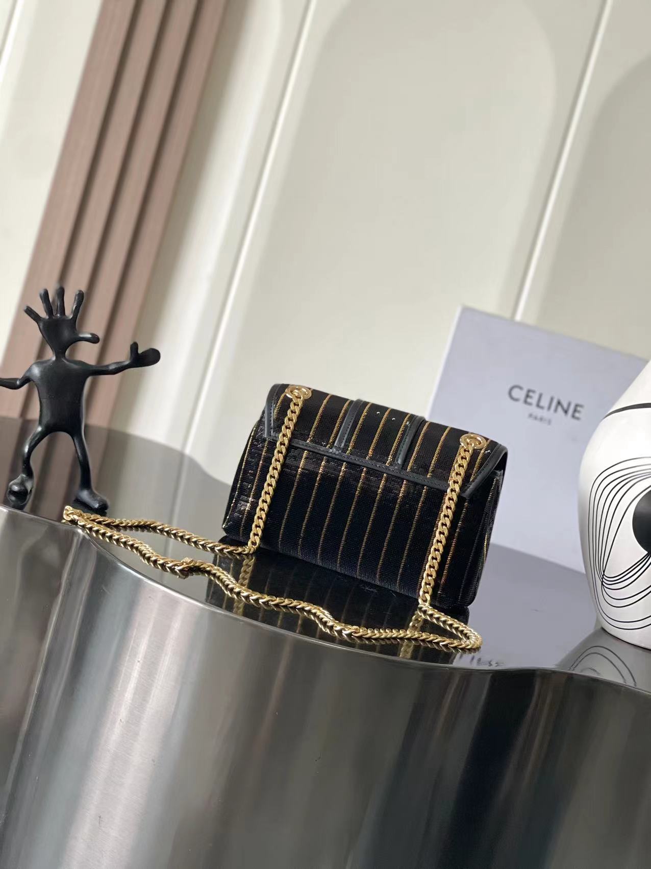 [TOP] CELINE Mini VICTOIRE Sequins Bag  - Black