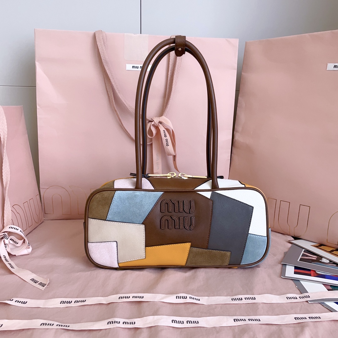 [TOP] Miu Miu Bag  28X12X9cm - Brown and White