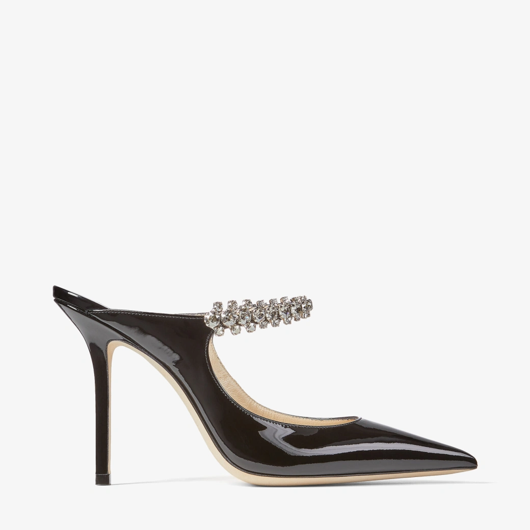 [TOP] Jimmy Choo Bing Heel 10cm Crystal Lambskin - Black