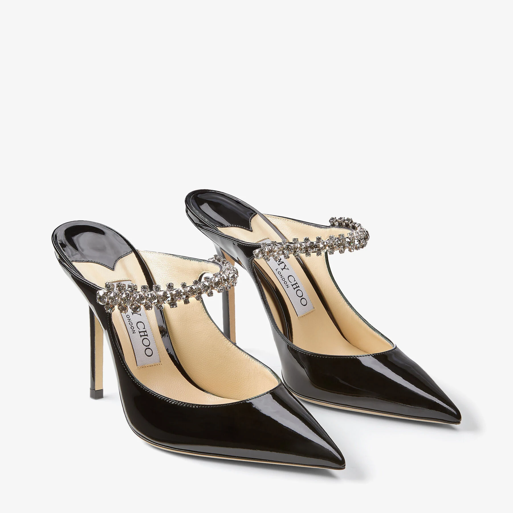 [TOP] Jimmy Choo Bing Heel 10cm Crystal Lambskin - Black