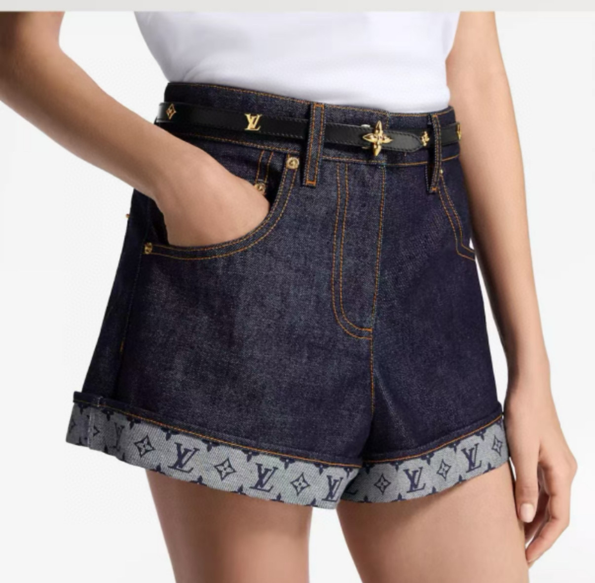 [TOP] Louis Vuitton LV Monogram Belt  2.5CM - Black