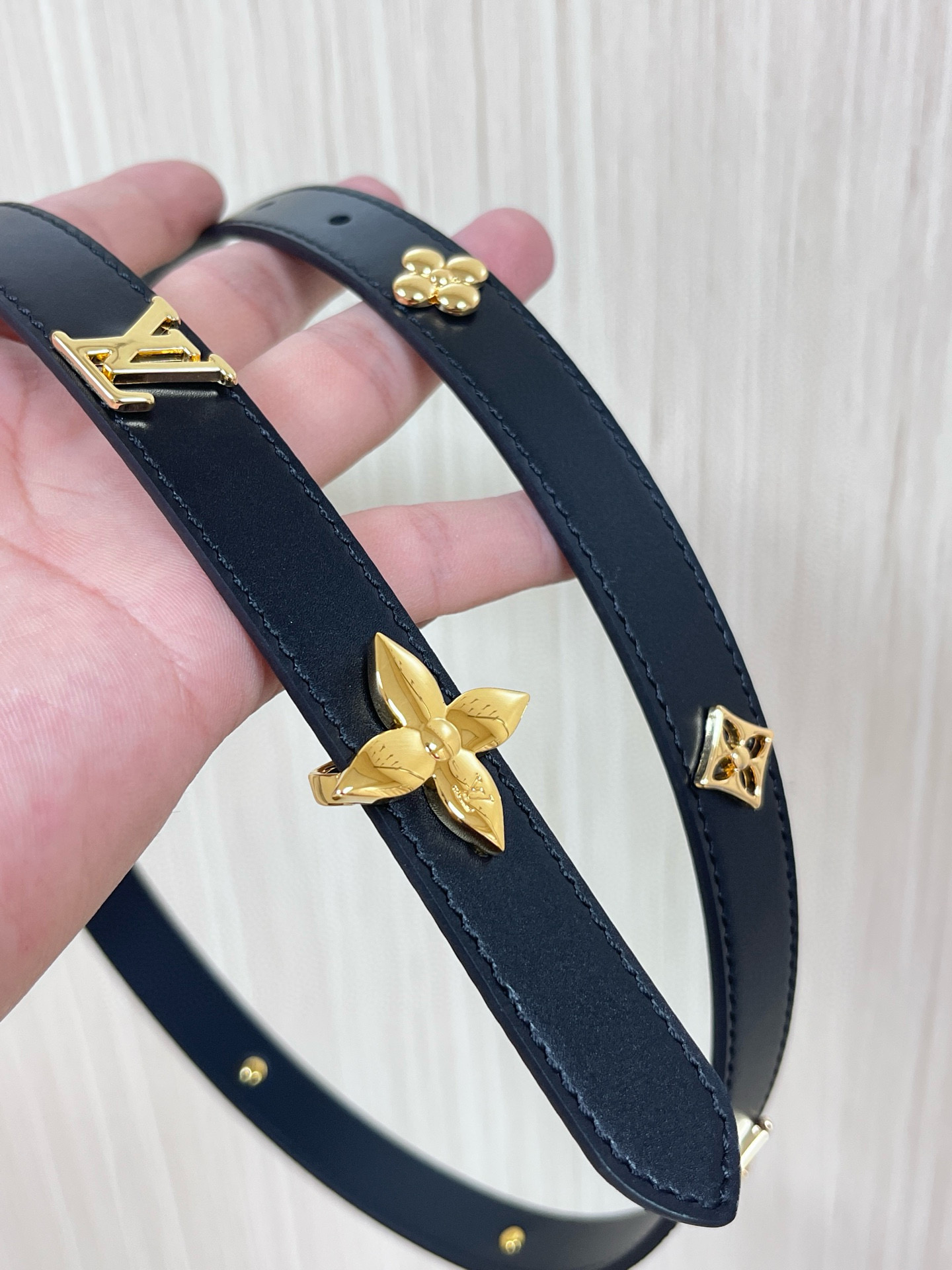 [TOP] Louis Vuitton LV Monogram Belt  2.5CM - Black