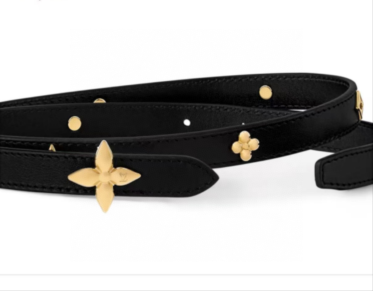 [TOP] Louis Vuitton LV Monogram Belt  2.5CM - Black