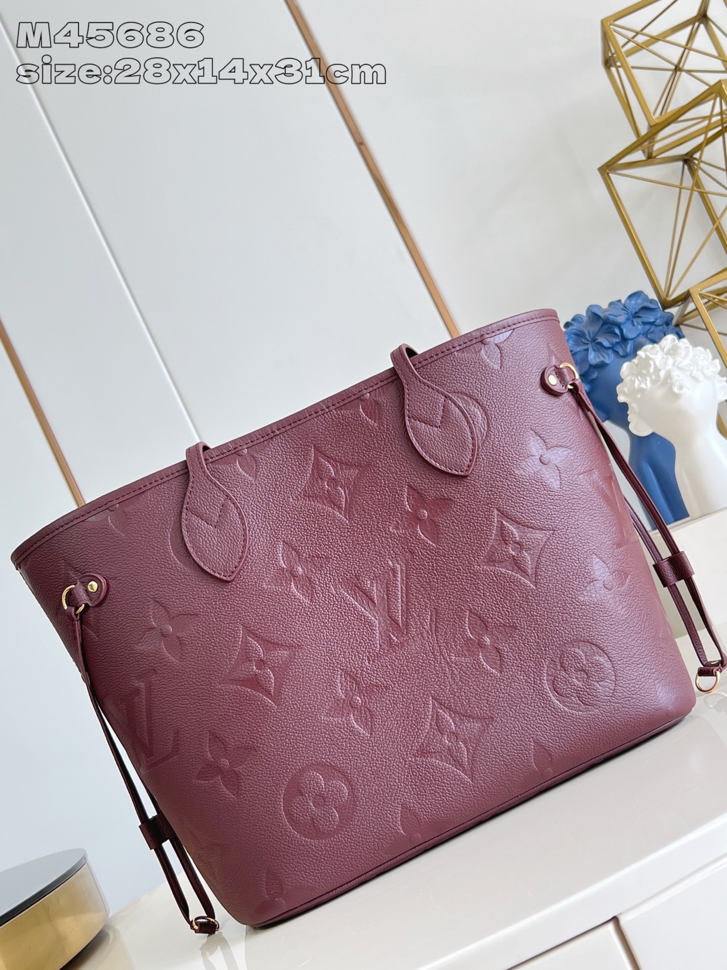 [TOP] Louis Vuitton LV Neverfull  Leather Tote Bag 31x28x14cm - Claret