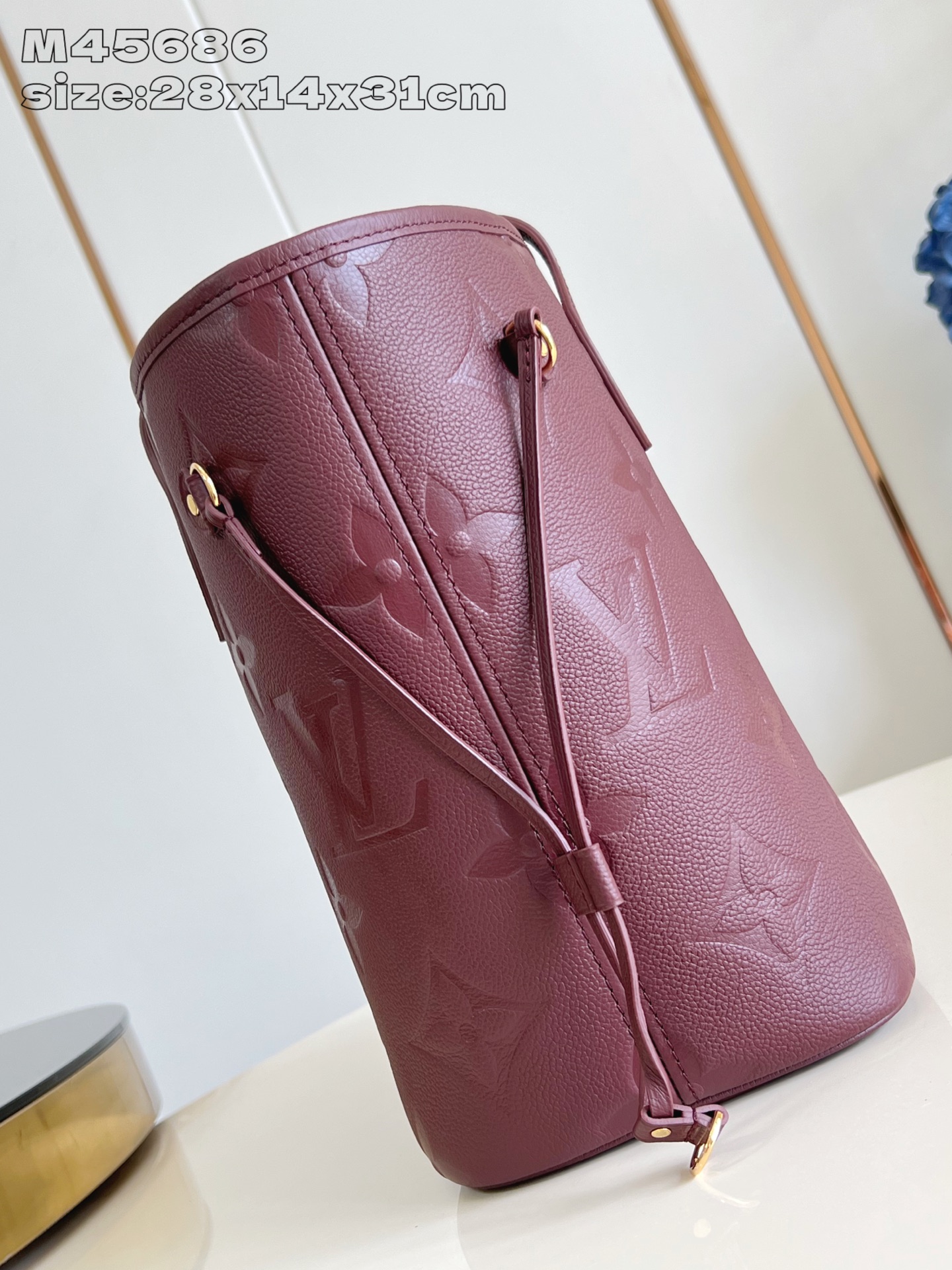 [TOP] Louis Vuitton LV Neverfull  Leather Tote Bag 31x28x14cm - Claret