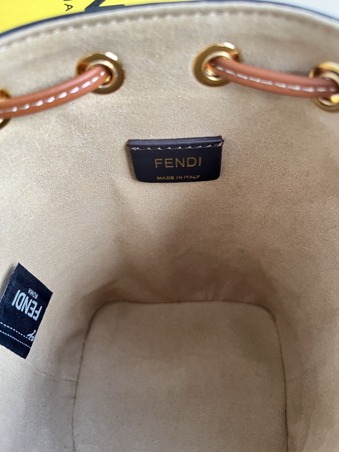 [TOP] FENDI Mon Tresor Calfskin/Straw Bag 18x12x10cm - Brown