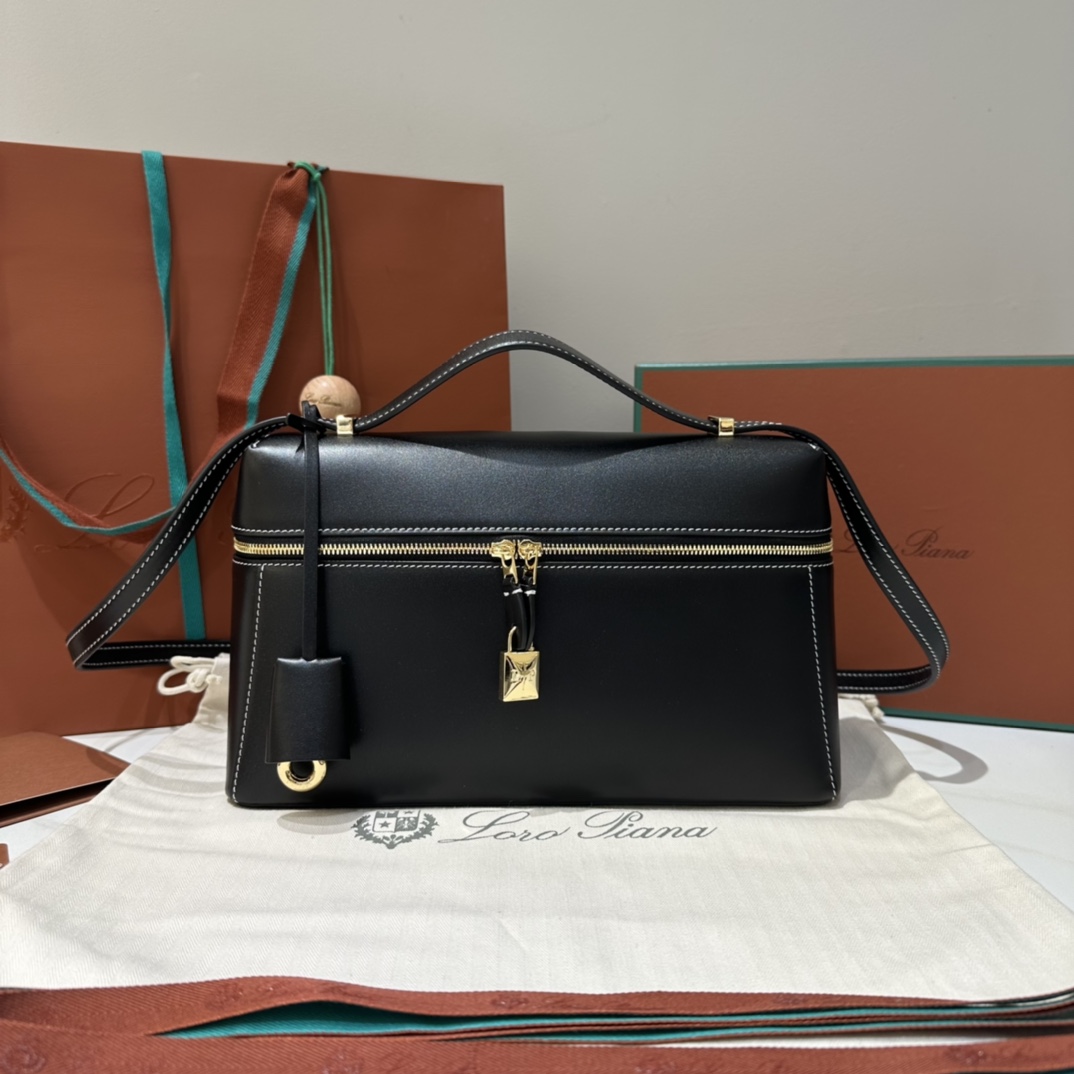[TOP] Loro Piana Extra Bag L27  27×10×16cm - Black