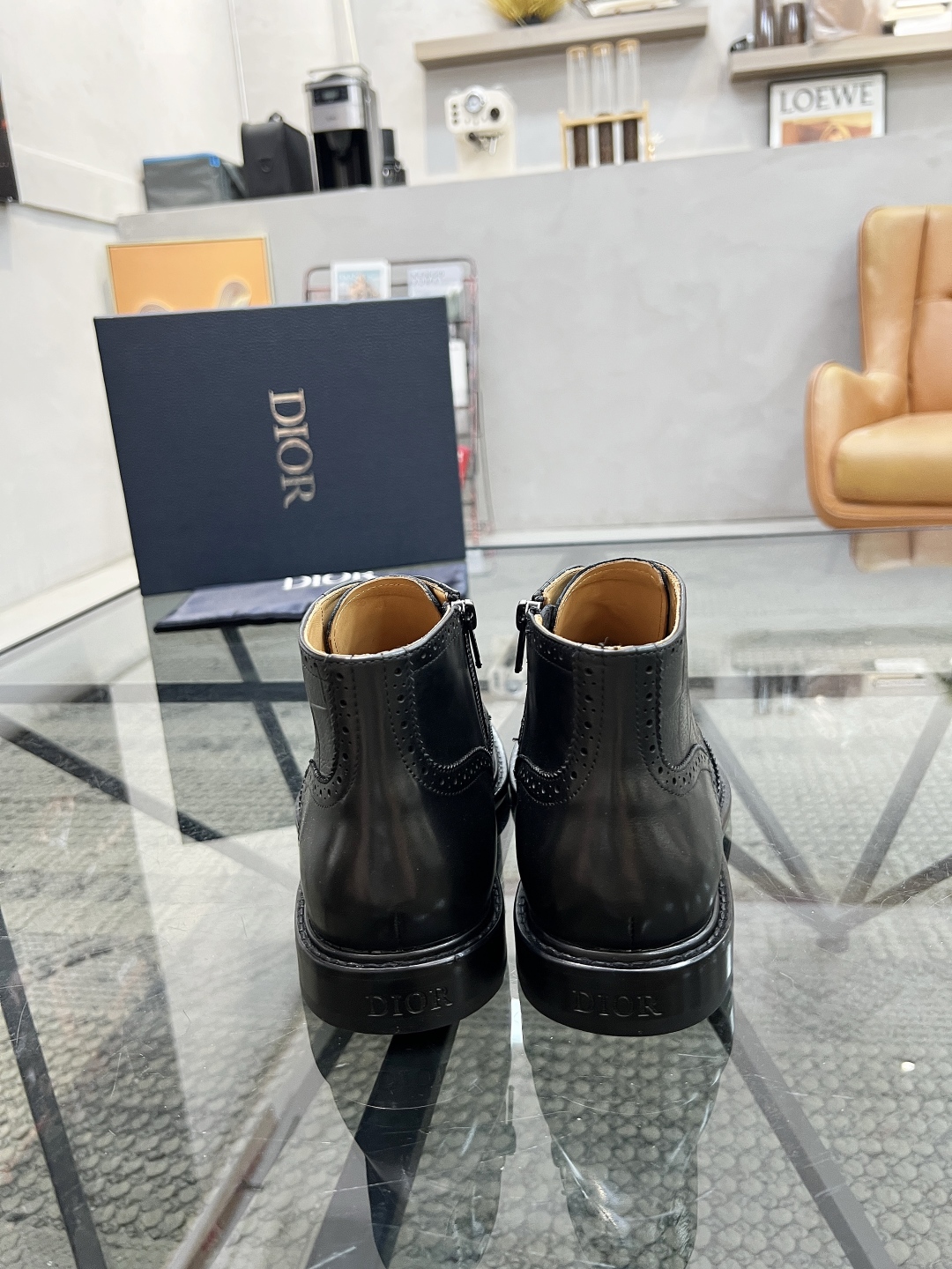 [TOP] Christian Dior Men's Short Boots Calfskin - Black