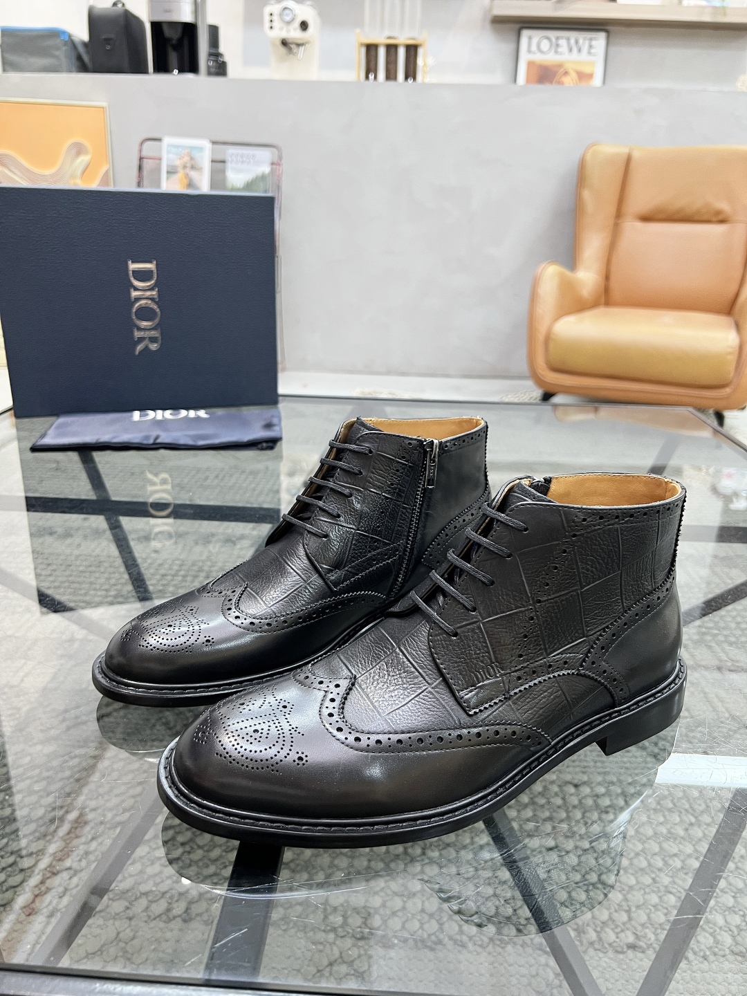 [TOP] Christian Dior Men's Short Boots Calfskin - Black