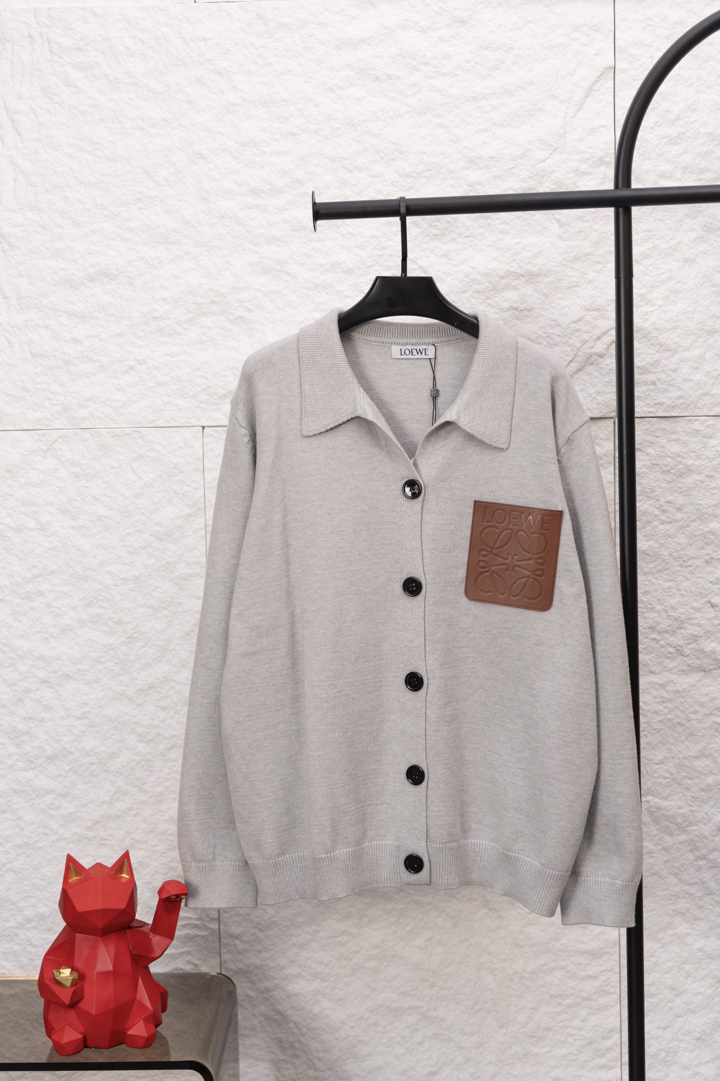 [TOP] LOEWE Knitted Cardigan -  Gray