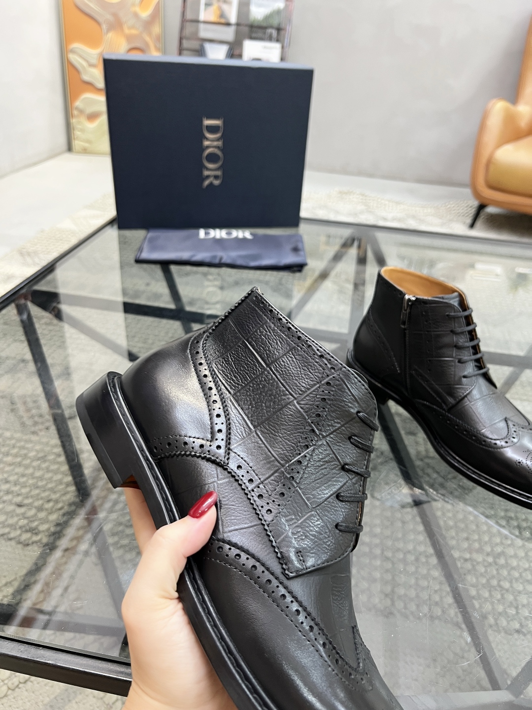 [TOP] Christian Dior Men's Short Boots Calfskin - Black