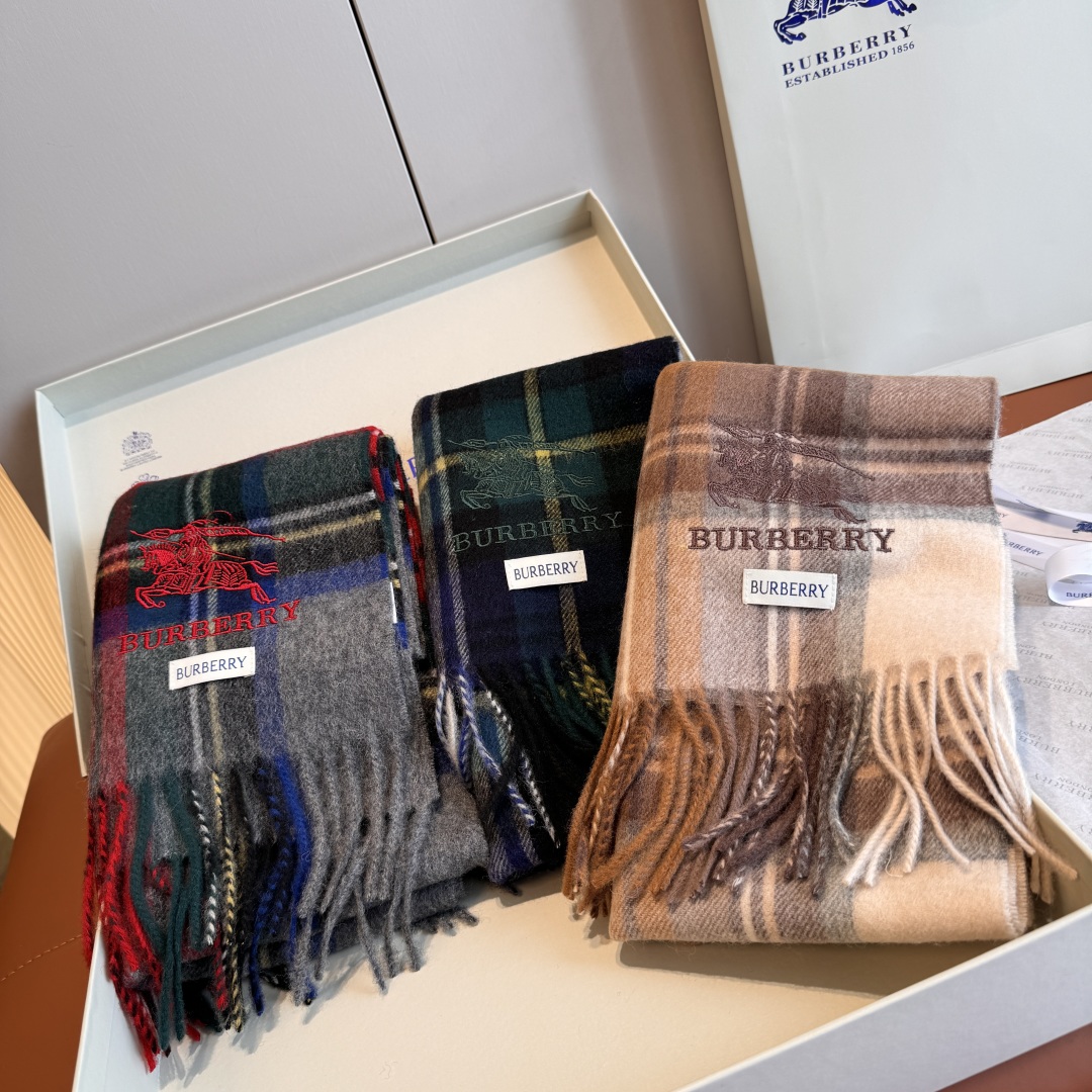[TOP] BURBERRY Cashmere Scarf 30*180cm  - 3 Colors