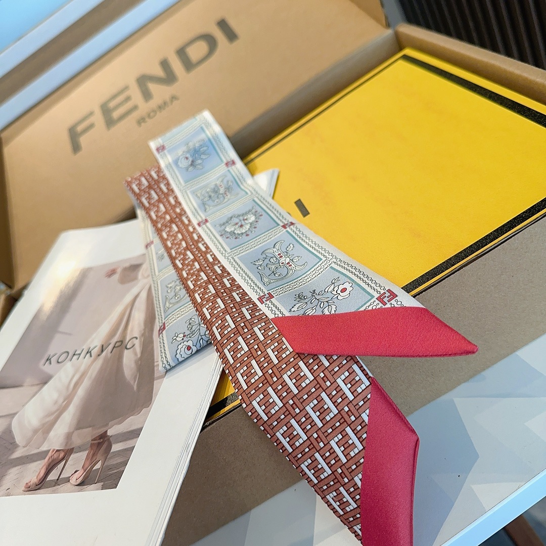 [TOP] FENDI FF Twilly Scarf 100 x 5 cm - Blue