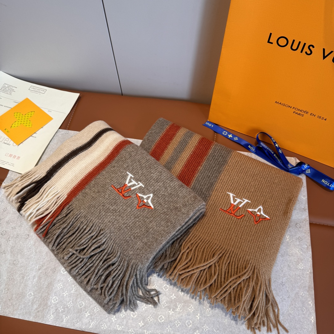 [TOP] Louis Vuitton LV Cashmere Scarf 28x180cm- 2 Color