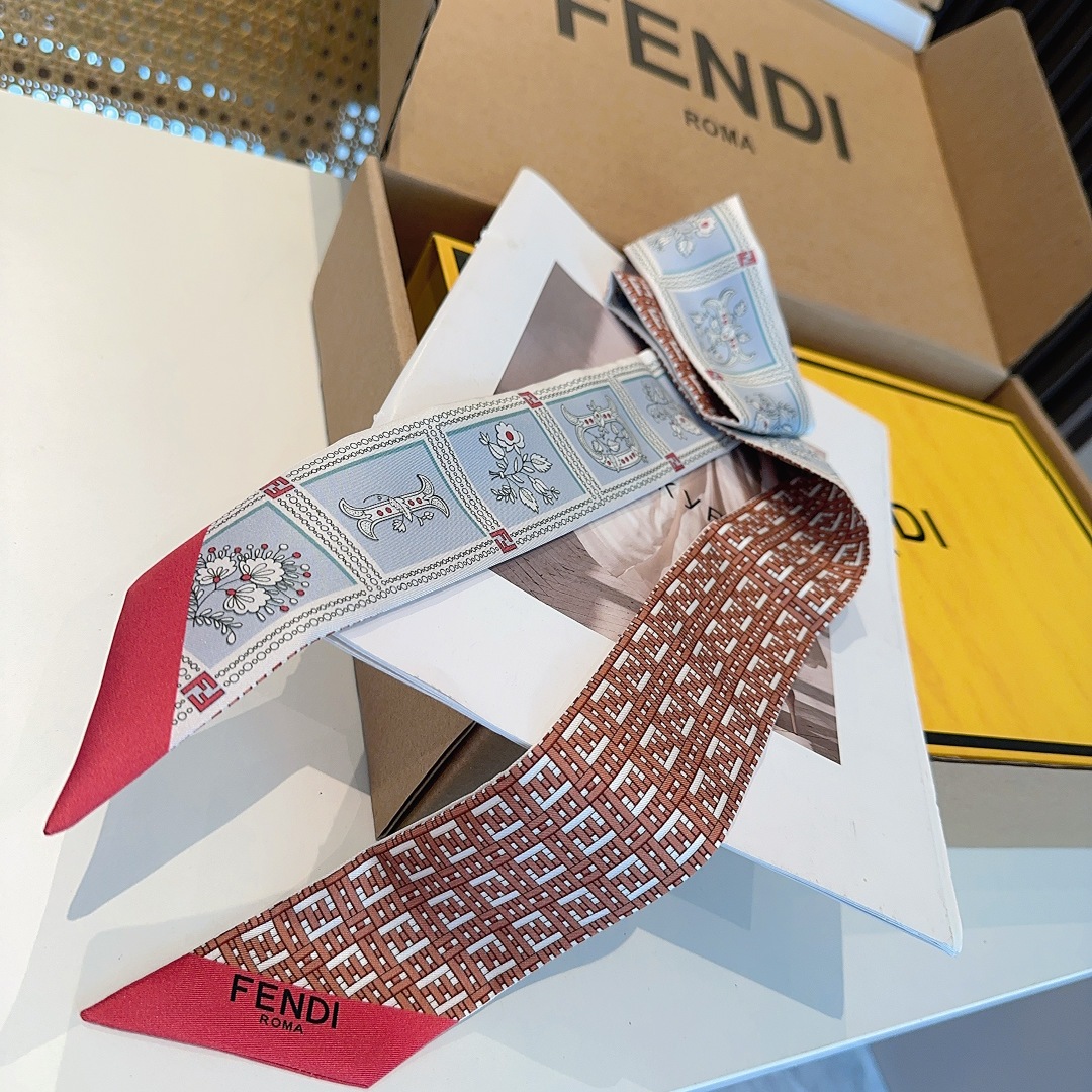 [TOP] FENDI FF Twilly Scarf 100 x 5 cm - Blue