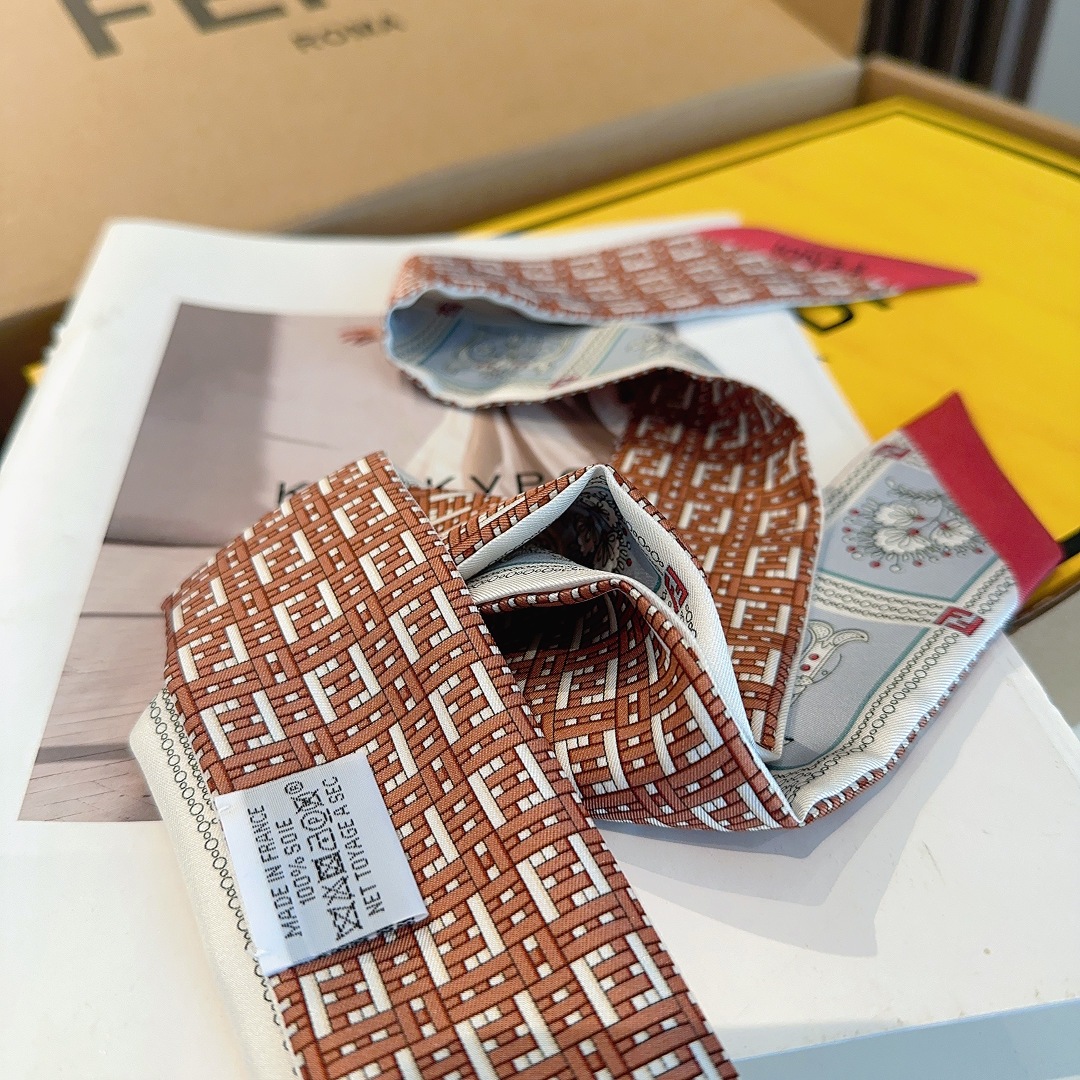 [TOP] FENDI FF Twilly Scarf 100 x 5 cm - Blue