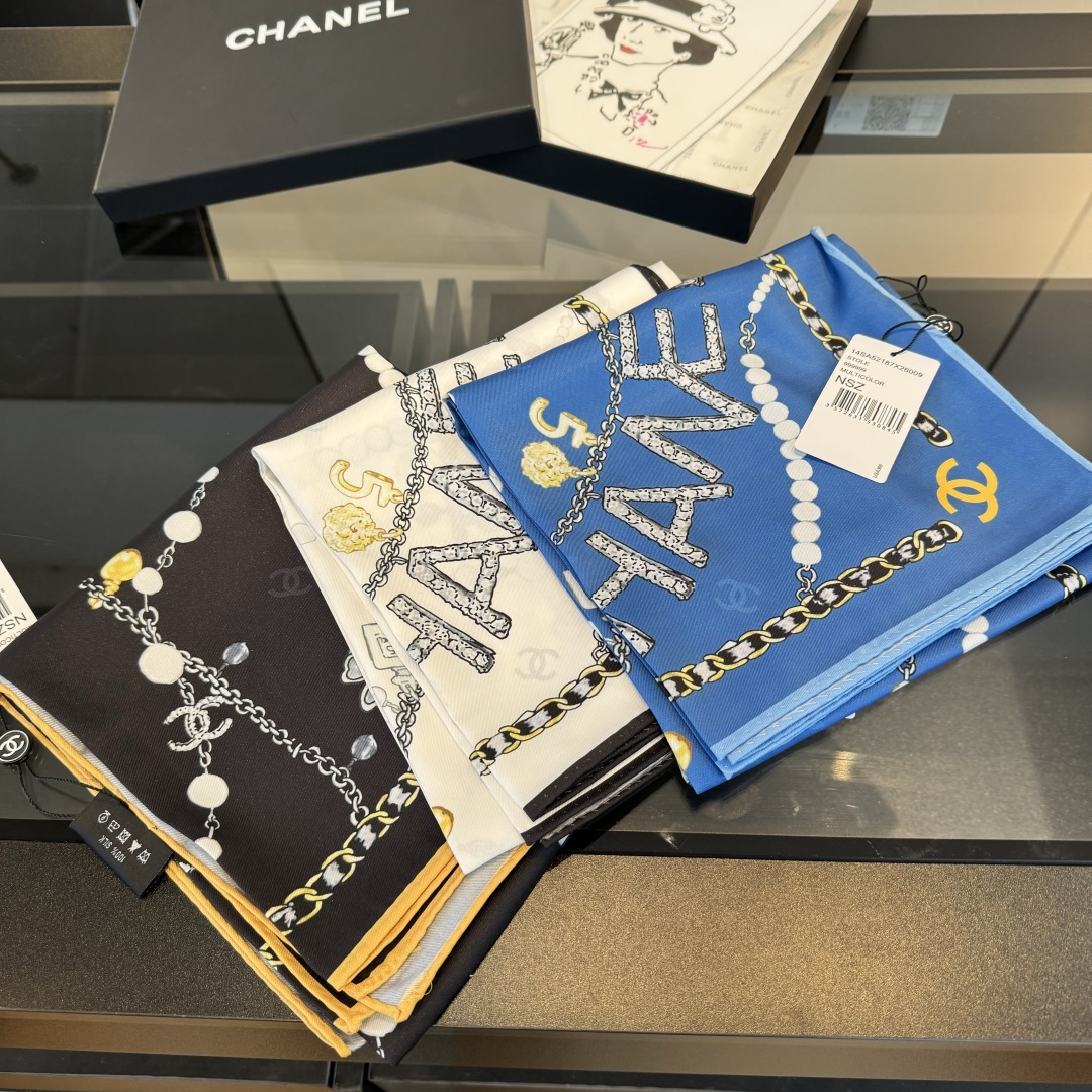[TOP] Chanel Silk Scarf 90x90cm - 3 Colors