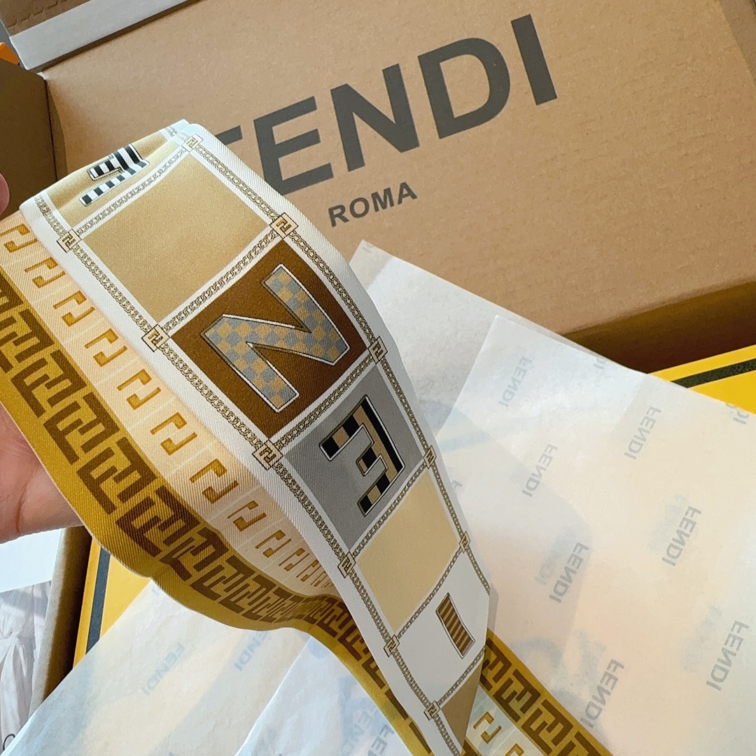 [TOP] FENDI FF Twilly Scarf 100 x 5 cm - Brown