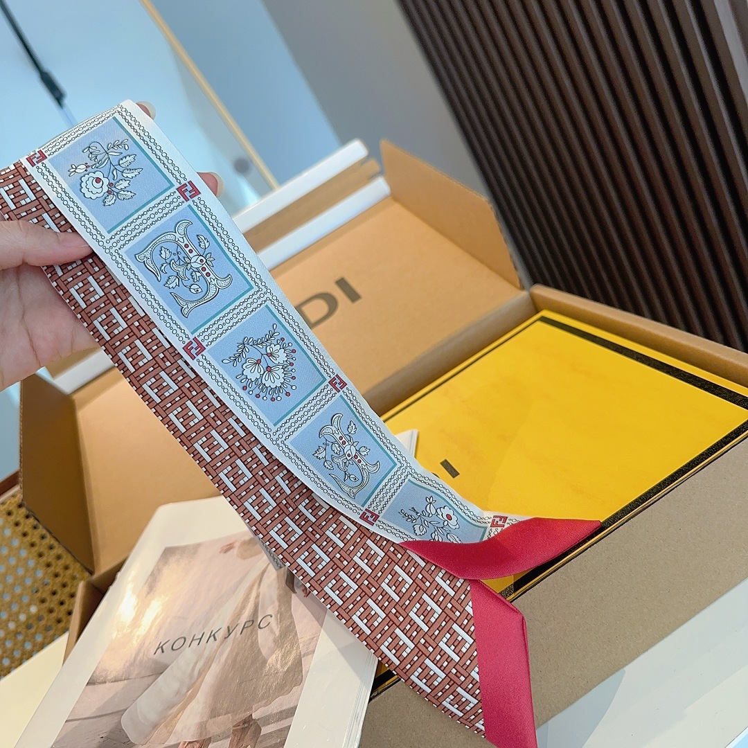 [TOP] FENDI FF Twilly Scarf 100 x 5 cm - Blue