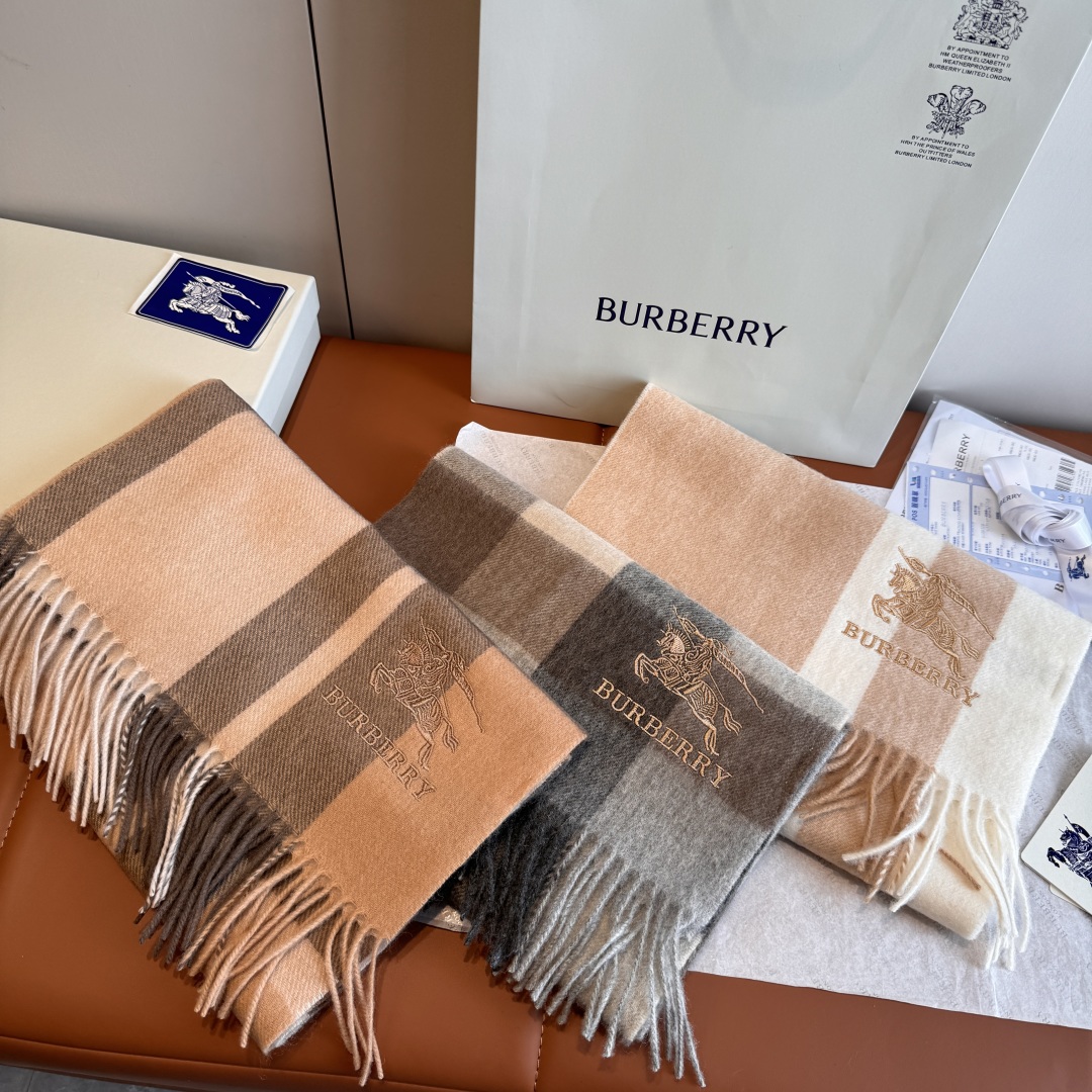 [TOP] BURBERRY Cashmere Scarf 32*180cm   - 3 Colors